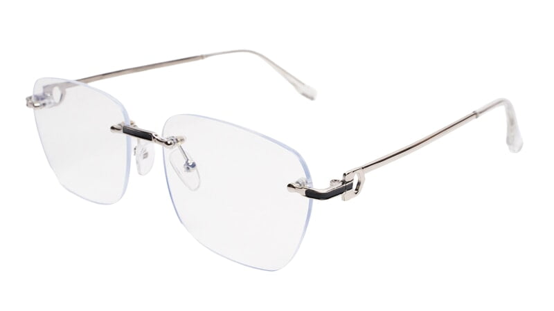 Soigné Unisex Large Square Rimless Spectacle Frame.Silver&Black Soigné Unisex Large Square Rimless Spectacle Frame.Silver&Black