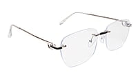 Soigné Unisex Large Square Rimless Spectacle Frame.Silver&Black Soigné Unisex Large Square Rimless Spectacle Frame.Silver&Black