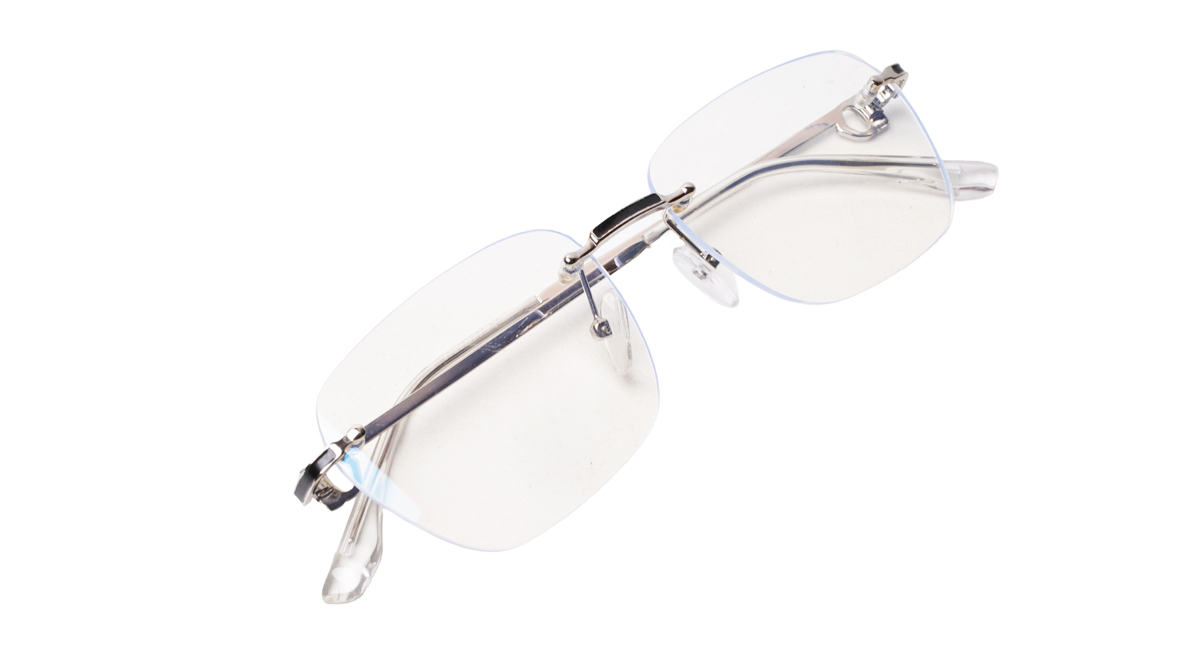 Soigné Unisex Large Square Rimless Spectacle Frame.Silver&Black