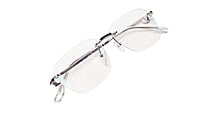 Soigné Unisex Large Square Rimless Spectacle Frame.Silver&Black Soigné Unisex Large Square Rimless Spectacle Frame.Silver&Black