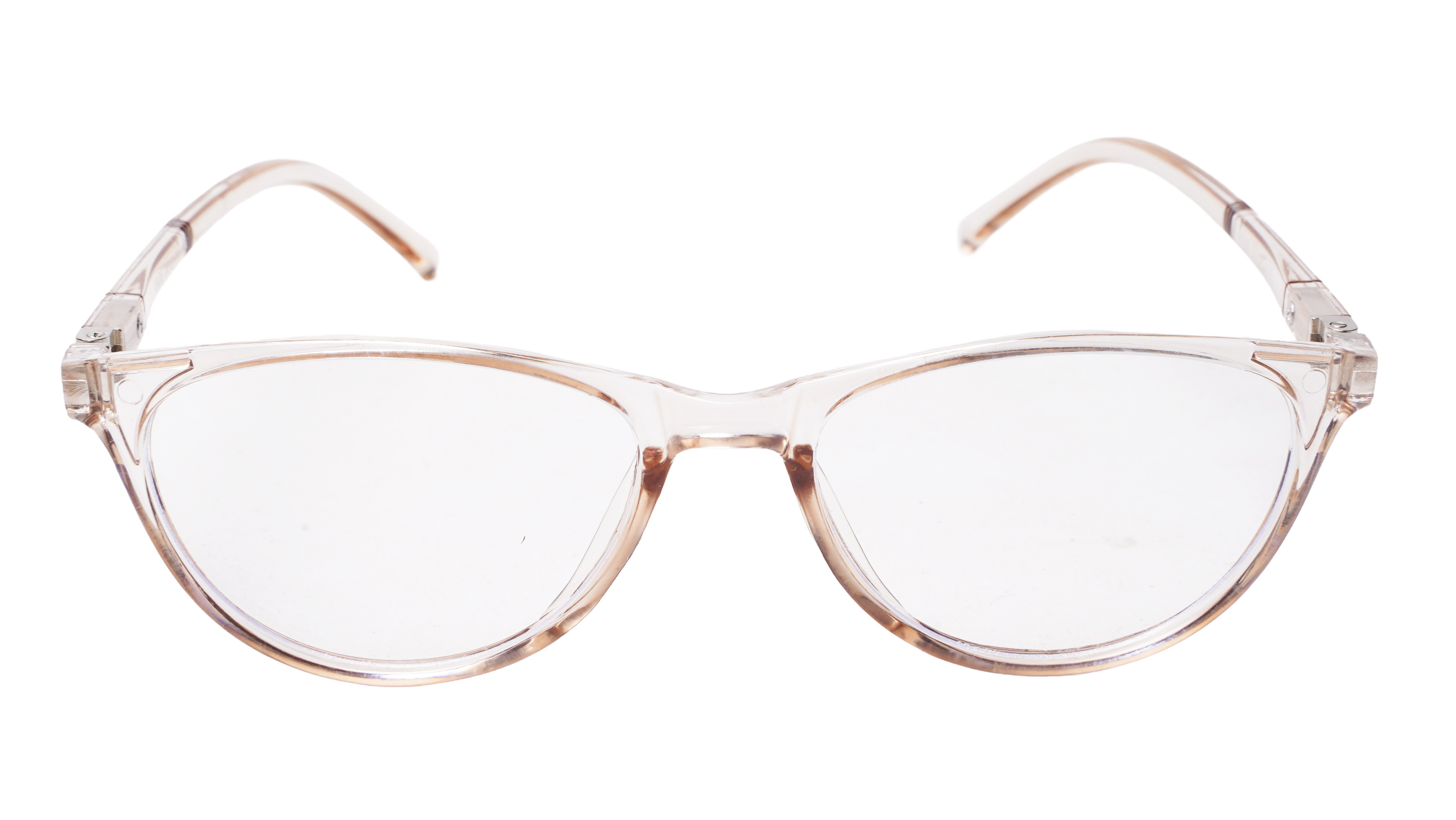 Soigné Female Cat Eye Spectacle Frames.See Through Brown-Large
