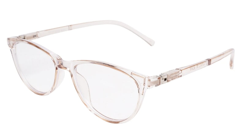 Soigné Female Cat Eye Spectacle Frames.See Through Brown-Large Soigné Female Cat Eye Spectacle Frames.See Through Brown-Large