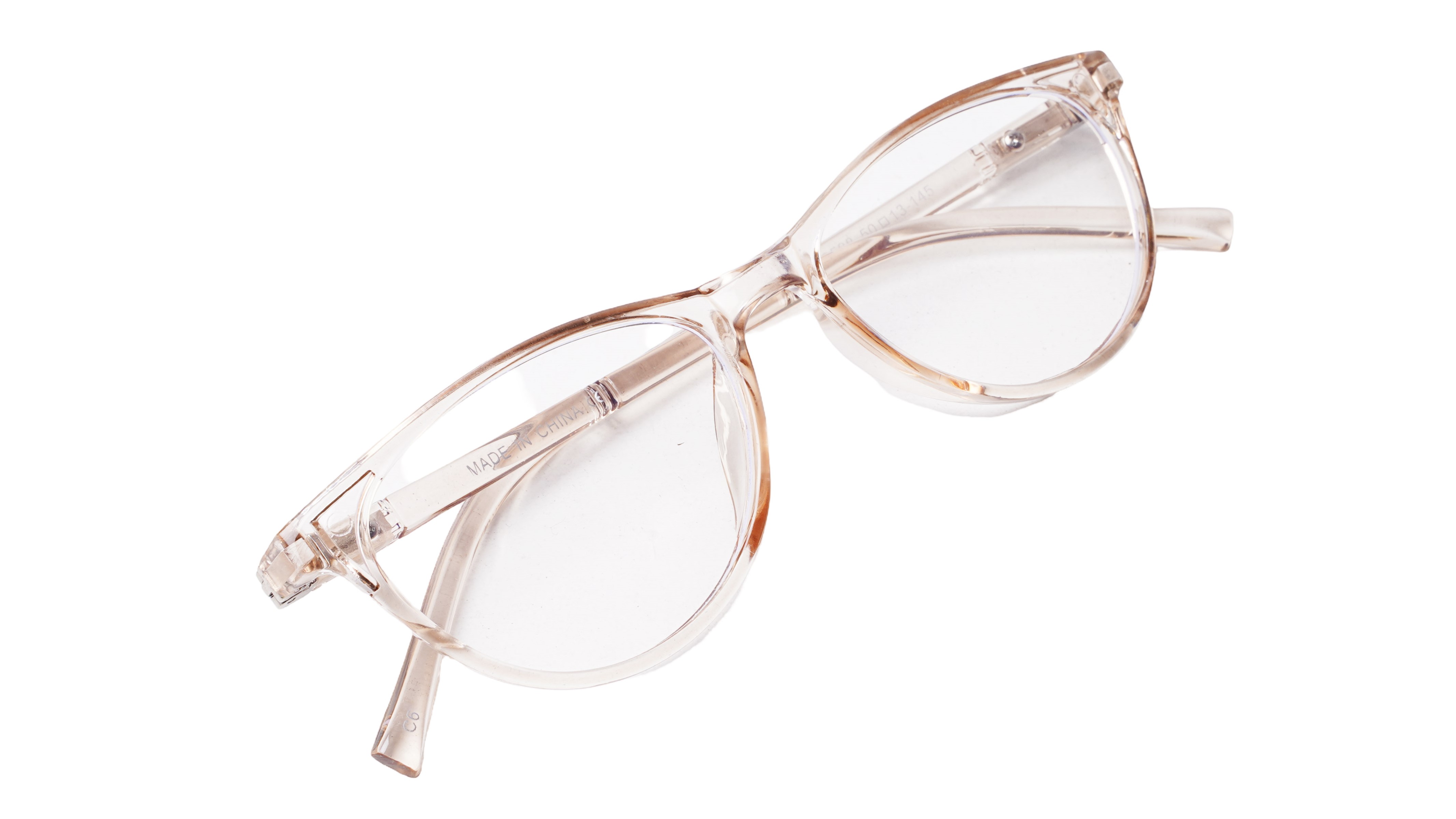 Soigné Female Cat Eye Spectacle Frames.See Through Brown-Large