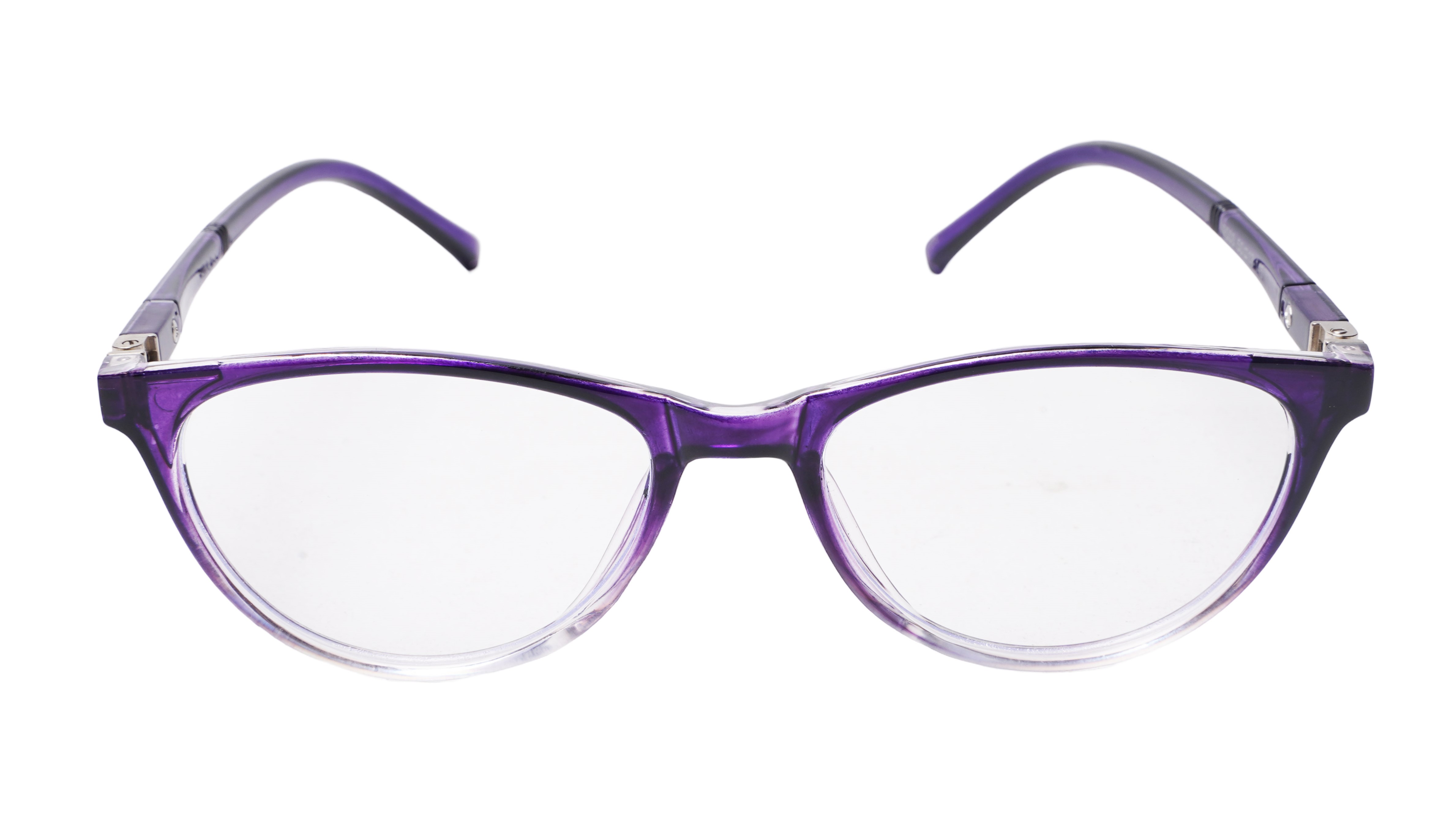 Soigné Female Cat Eye Spectacle Frames.Purple&Transparent-Large