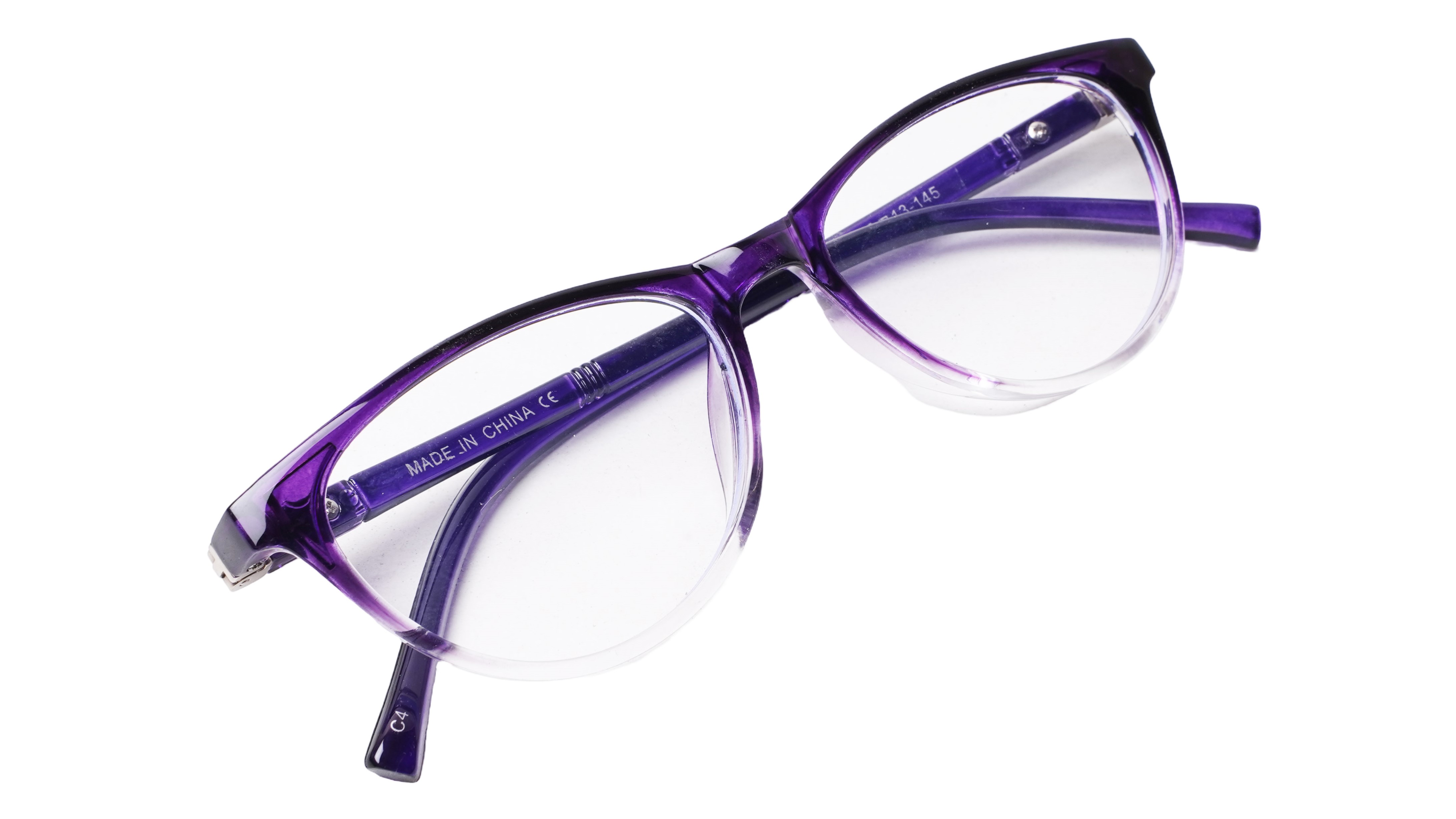 Soigné Female Cat Eye Spectacle Frames.Purple&Transparent-Large