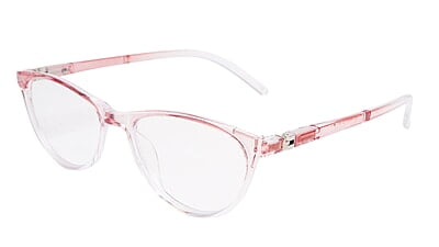 Soigné Female Cat Eye Spectacle Frames.Pink&Transparent-Large