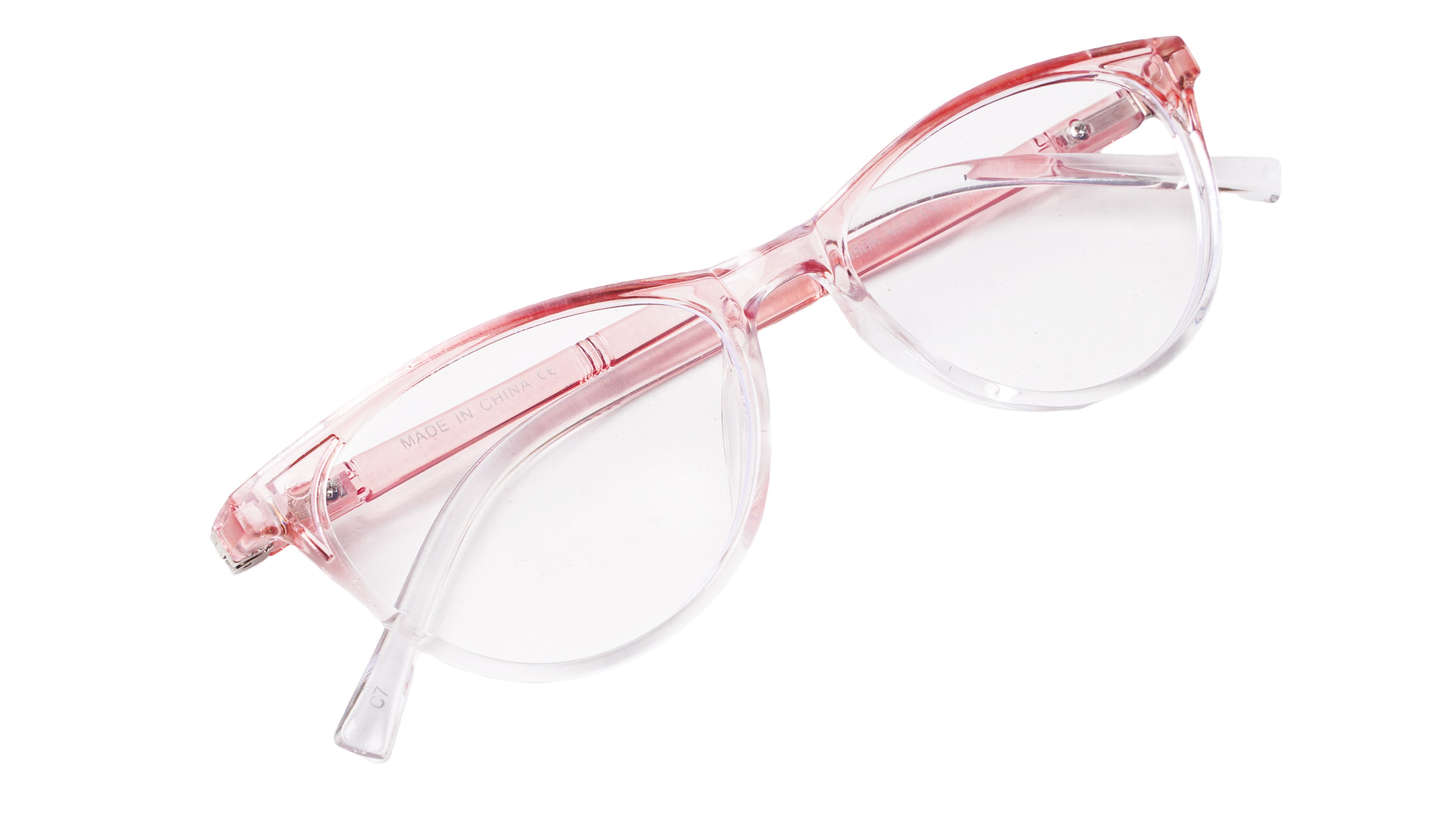 Soigné Female Cat Eye Spectacle Frames.Pink&Transparent-Large