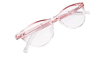 Soigné Female Cat Eye Spectacle Frames.Pink&Transparent-Large