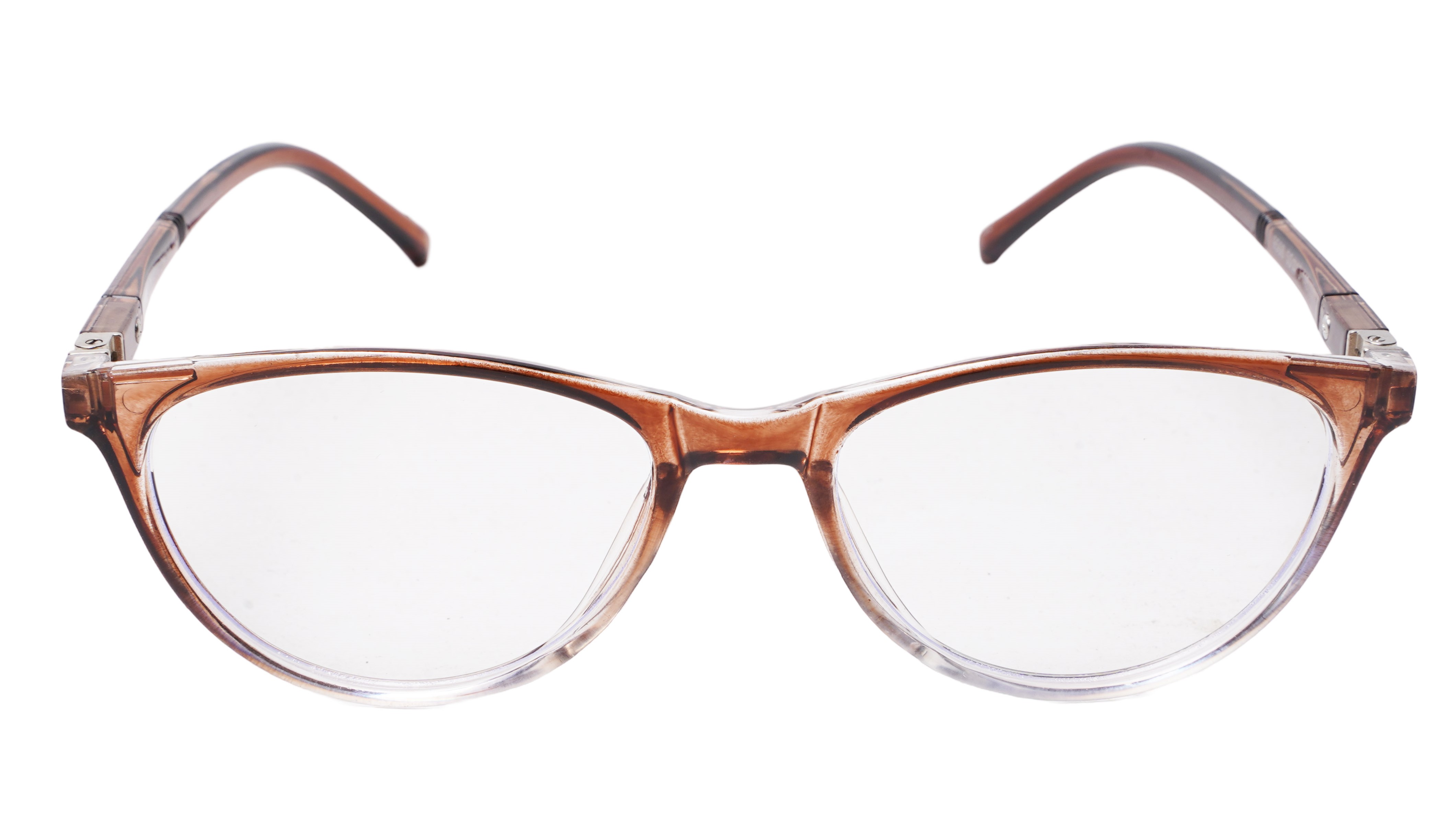 Soigné Female Cat Eye Spectacle Frames.Brown&Transparent-Large