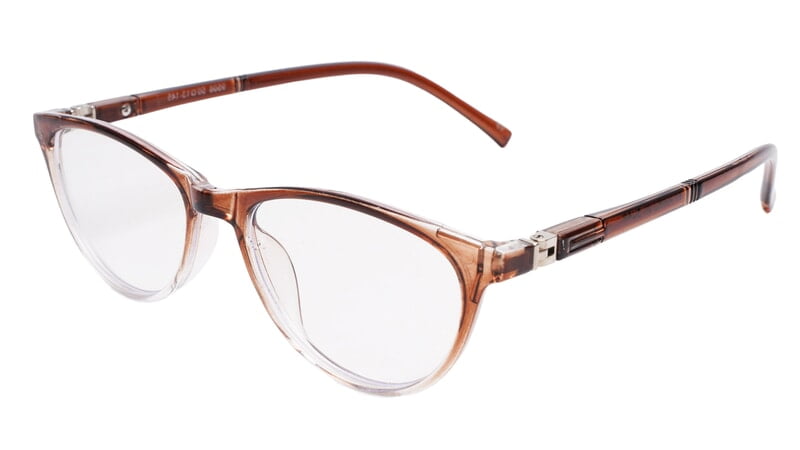 Soigné Female Cat Eye Spectacle Frames.Brown&Transparent-Large Soigné Female Cat Eye Spectacle Frames.Brown&Transparent-Large