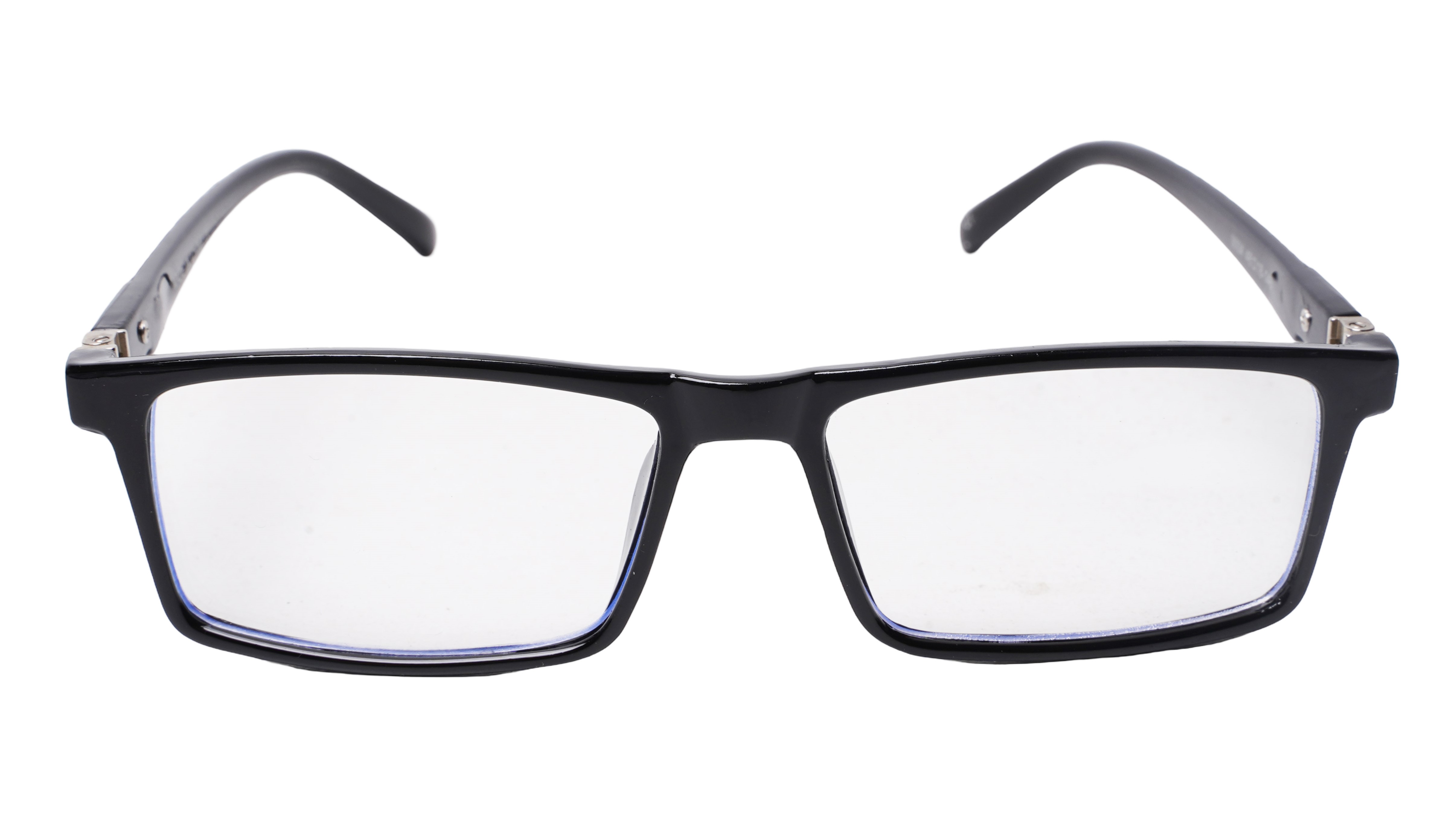 Soigné Unisex Rectangular Spectacle Frame.Glossy Black-Large