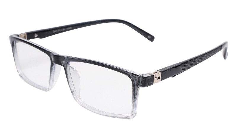 Soigné Unisex Rectangular Spectacle Frame.Black&Transparent-Large Soigné Unisex Rectangular Spectacle Frame.Black&Transparent-Large