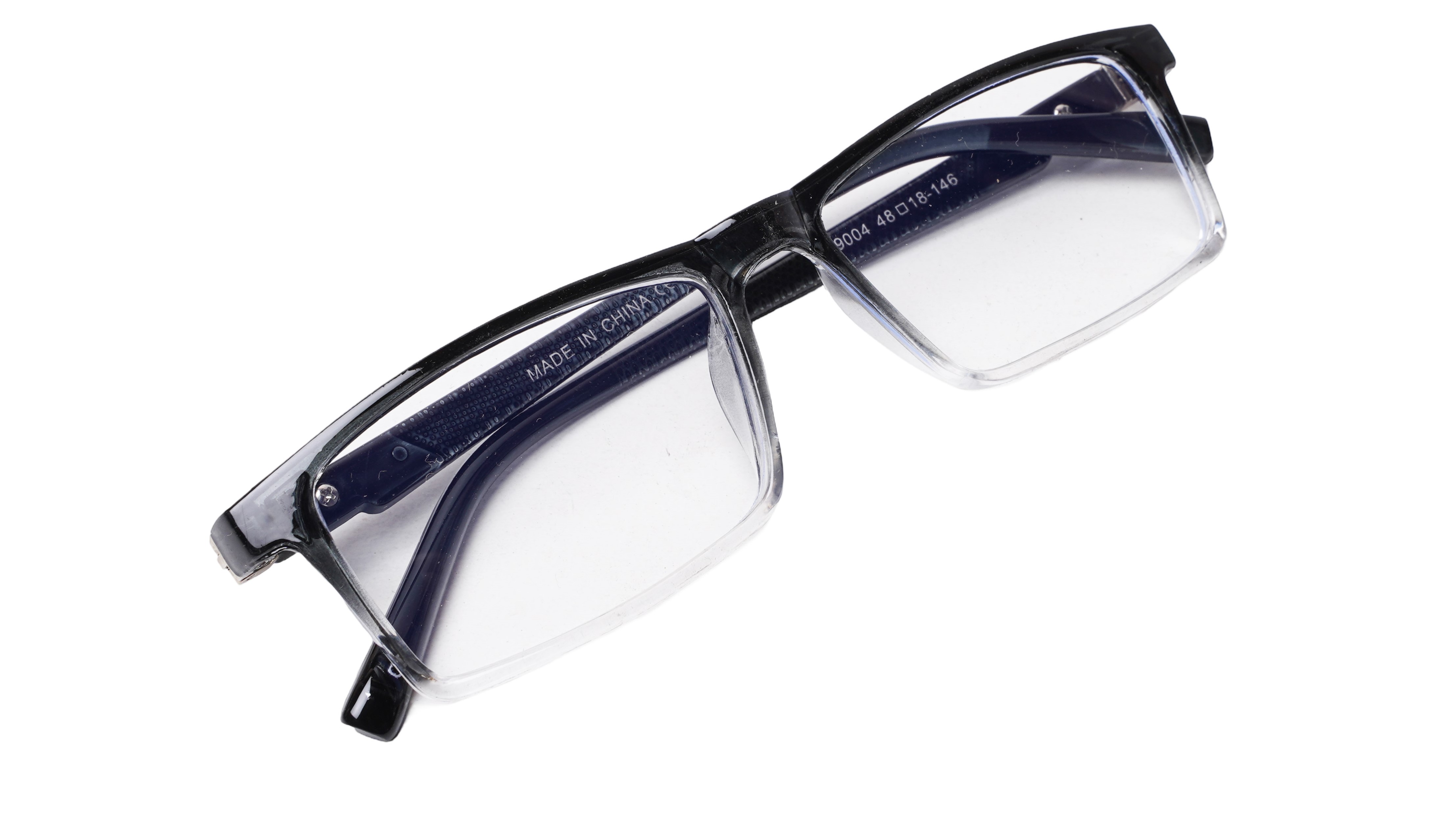 Soigné Unisex Rectangular Spectacle Frame.Black&Transparent-Large