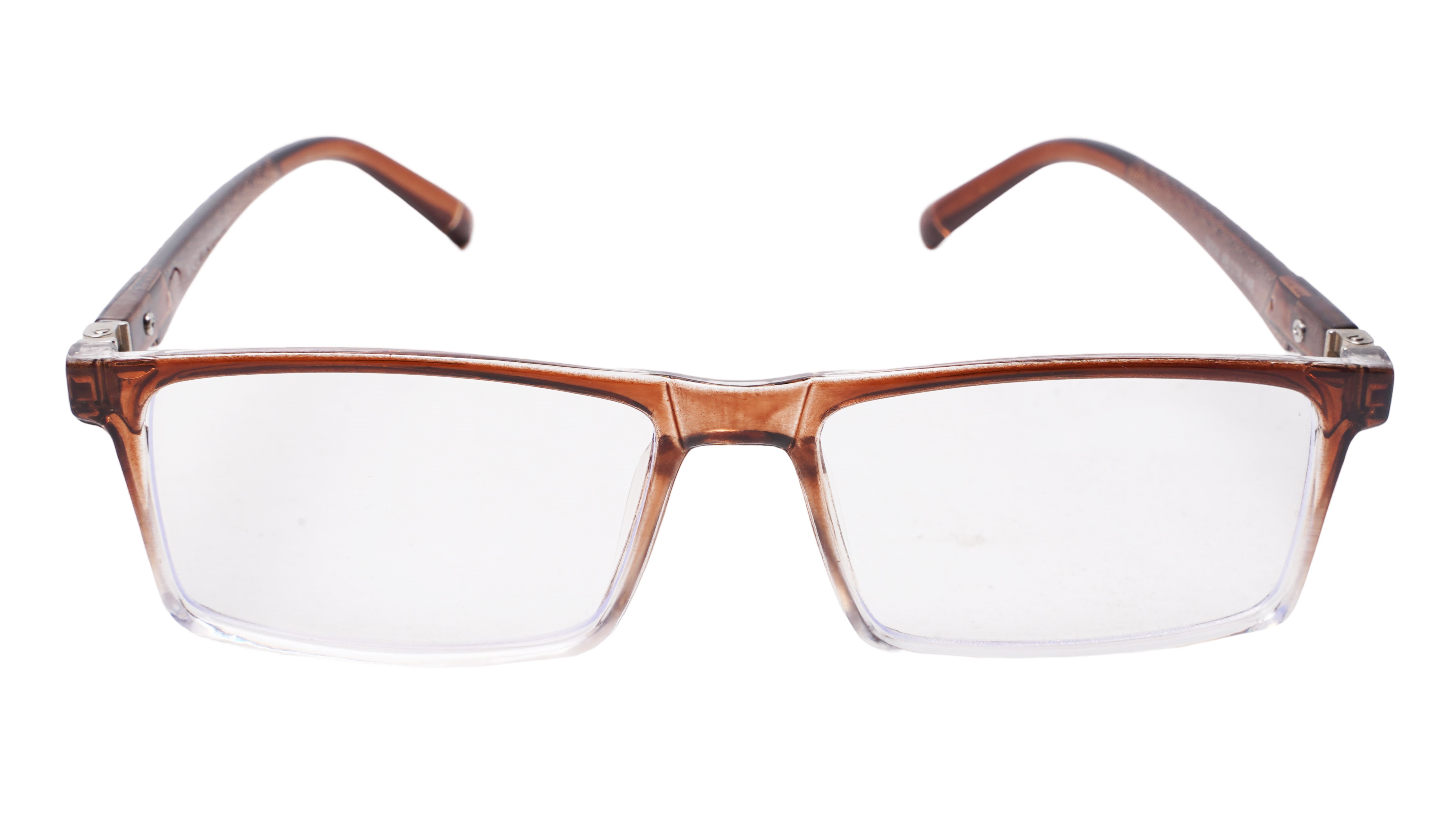 Soigné Unisex Rectangular Spectacle Frame.Brown&Transparent-Large