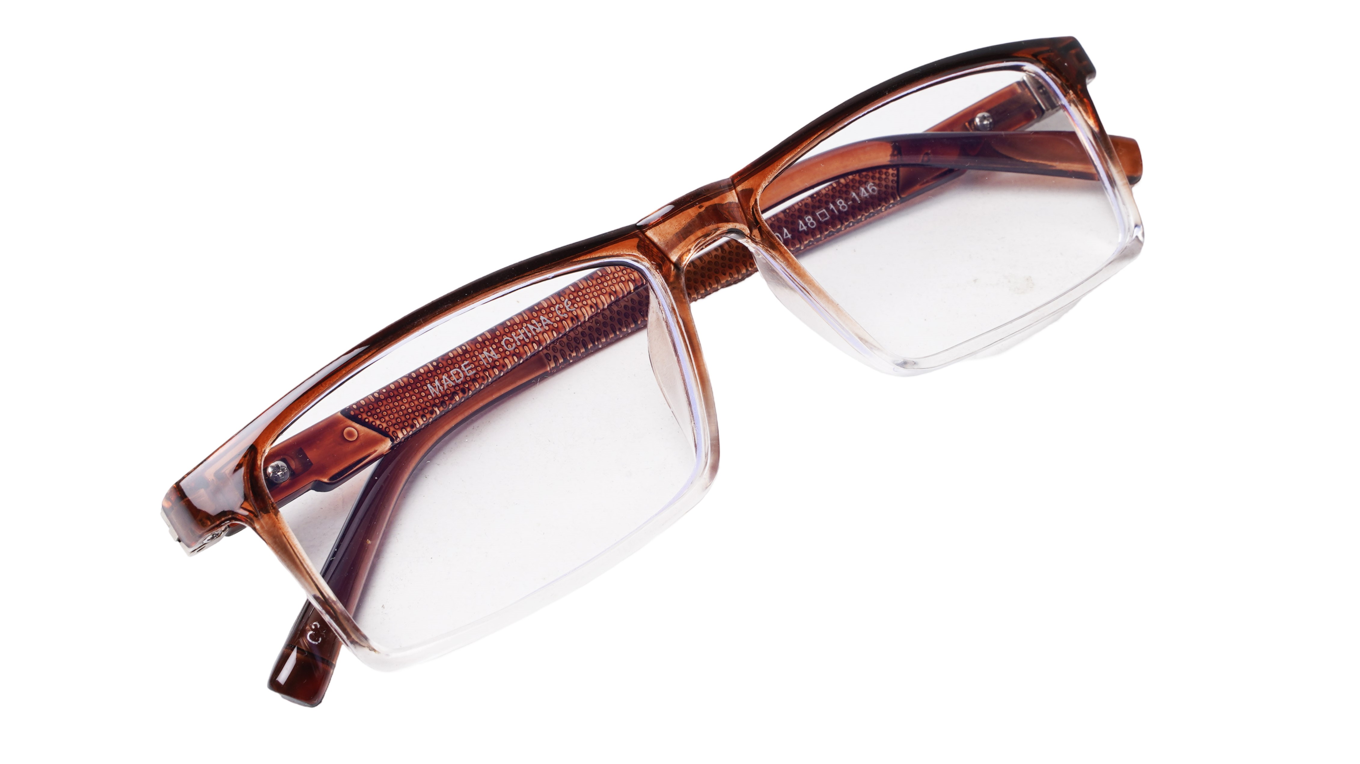 Soigné Unisex Rectangular Spectacle Frame.Brown&Transparent-Large