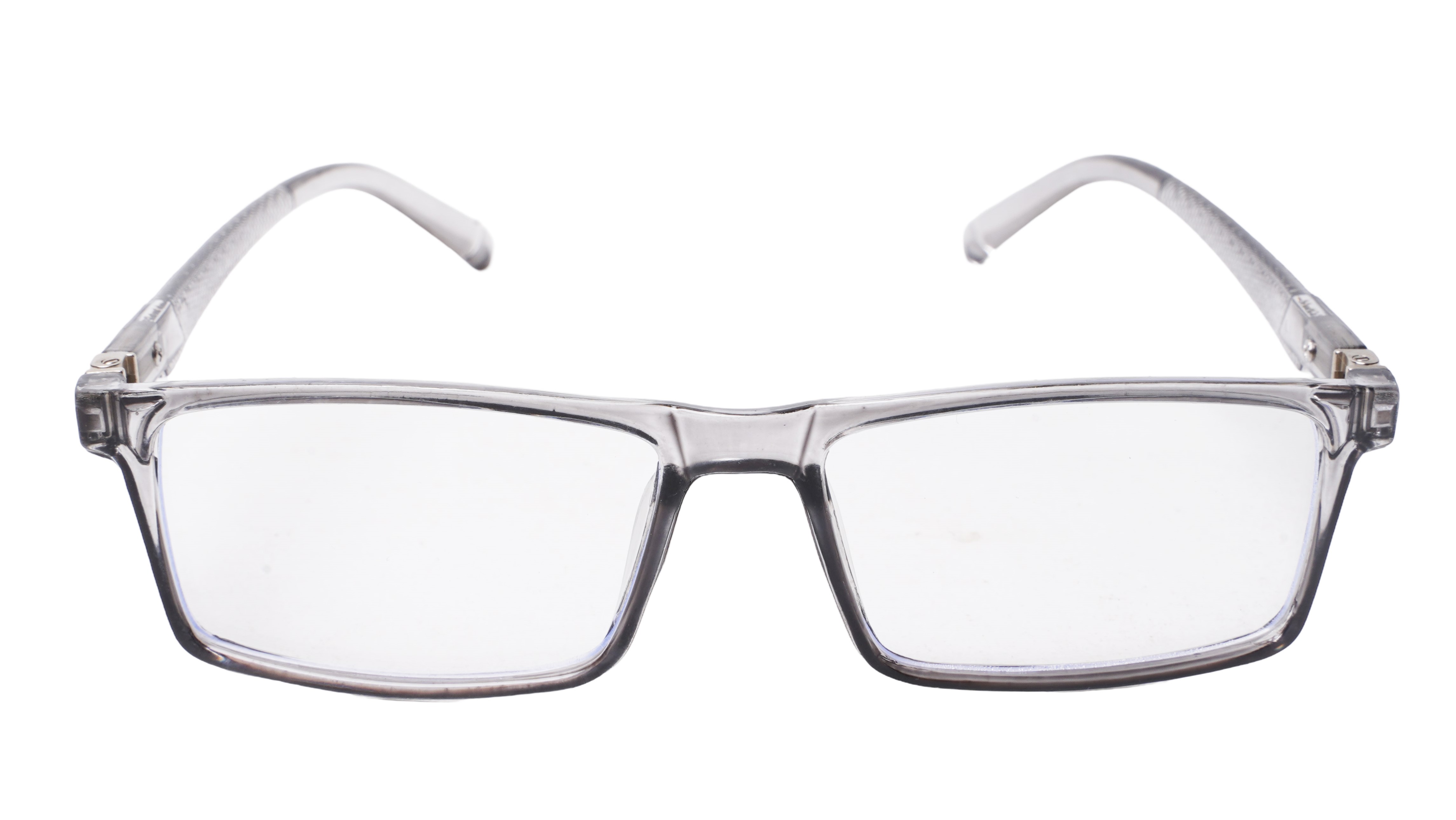 Soigné Unisex Rectangular Spectacle Frame.See Through Gray-Large