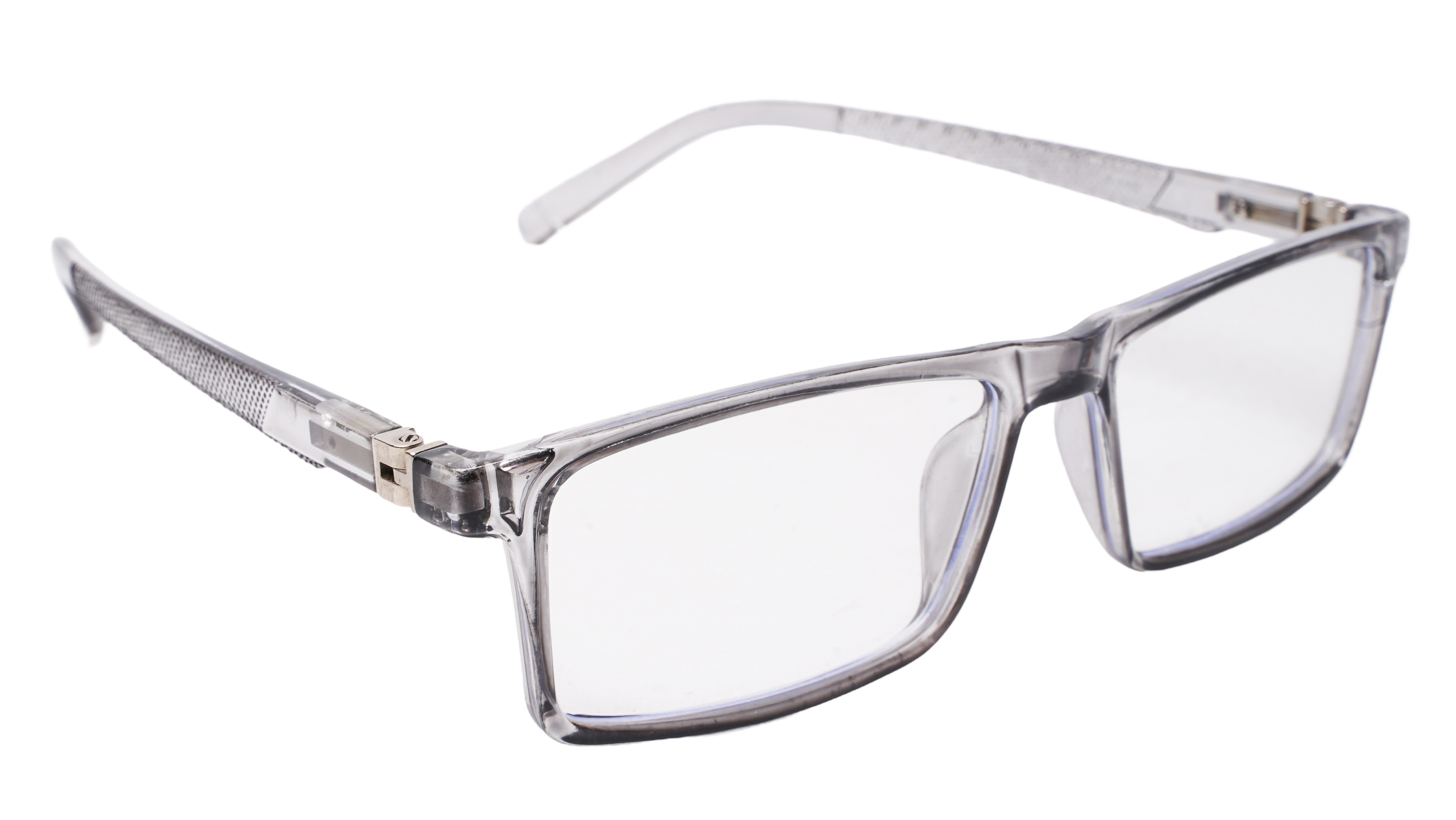 Soigné Unisex Rectangular Spectacle Frame.See Through Gray-Large