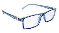 Soigné Unisex Rectangular Spectacle Frame.See Through Dark Blue-Large Soigné Unisex Rectangular Spectacle Frame.See Through Dark Blue-Large