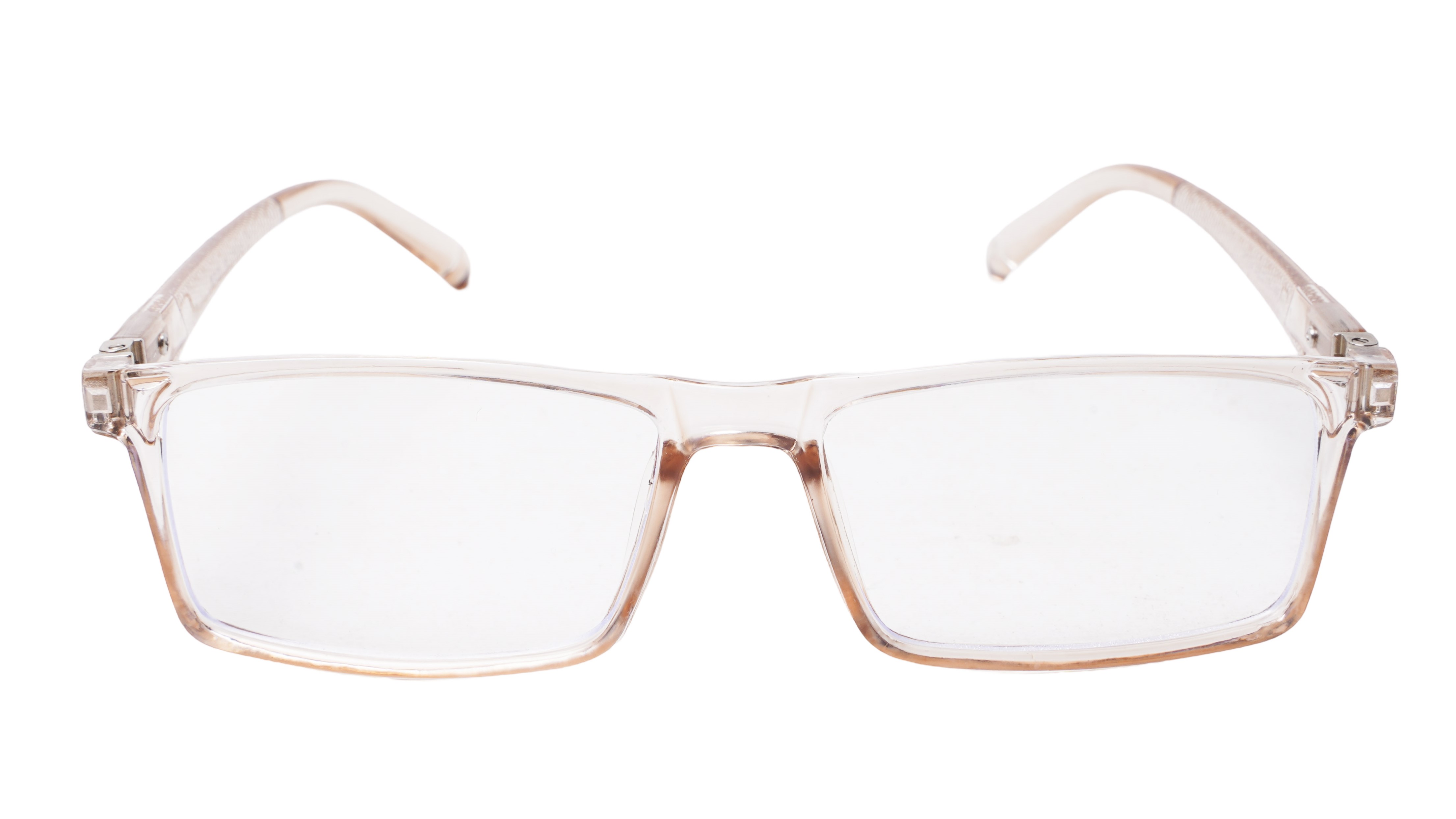 Soigné Unisex Rectangular Spectacle Frame.See Through Brown-Large
