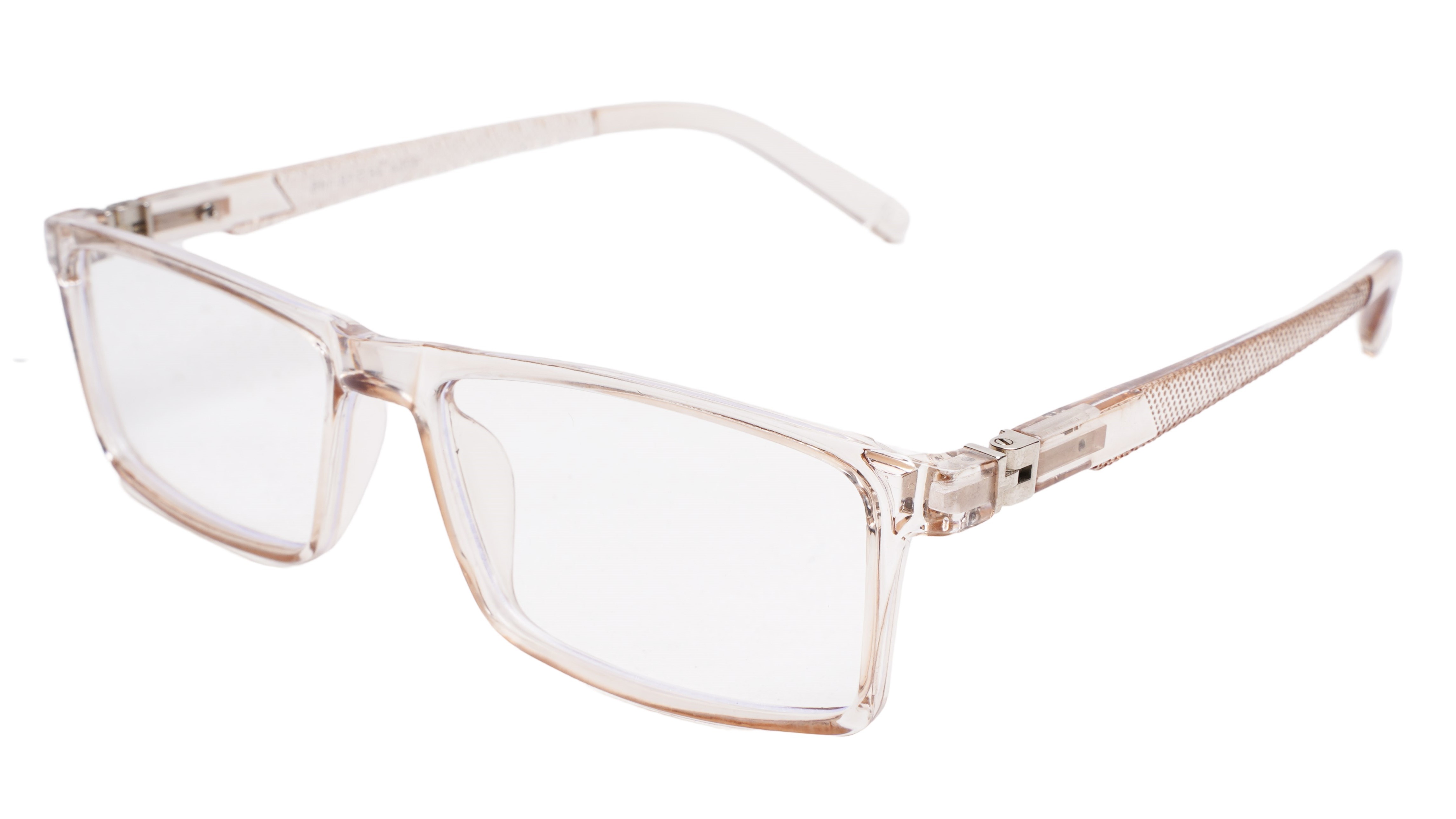 Soigné Unisex Rectangular Spectacle Frame.See Through Brown-Large