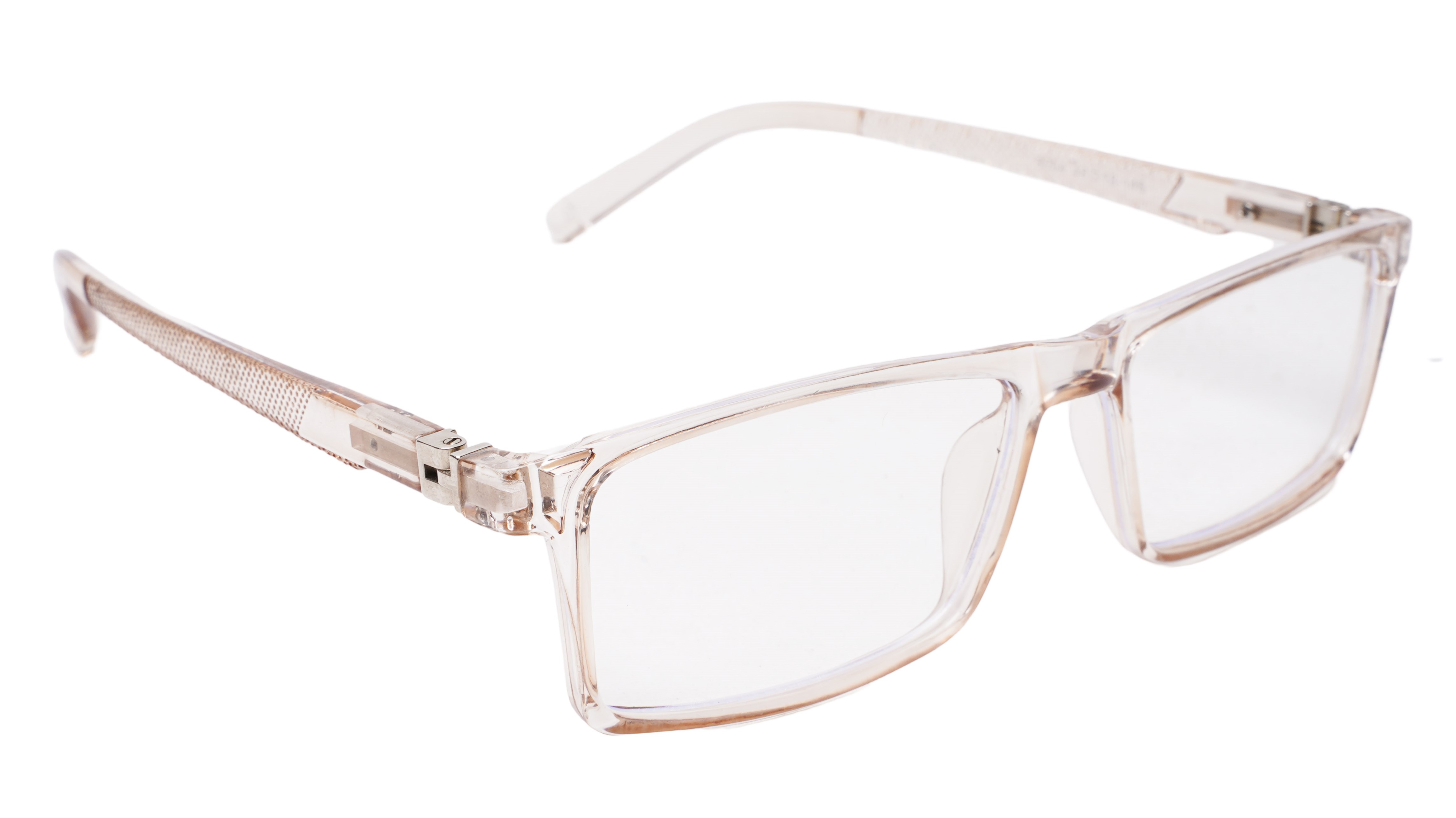 Soigné Unisex Rectangular Spectacle Frame.See Through Brown-Large