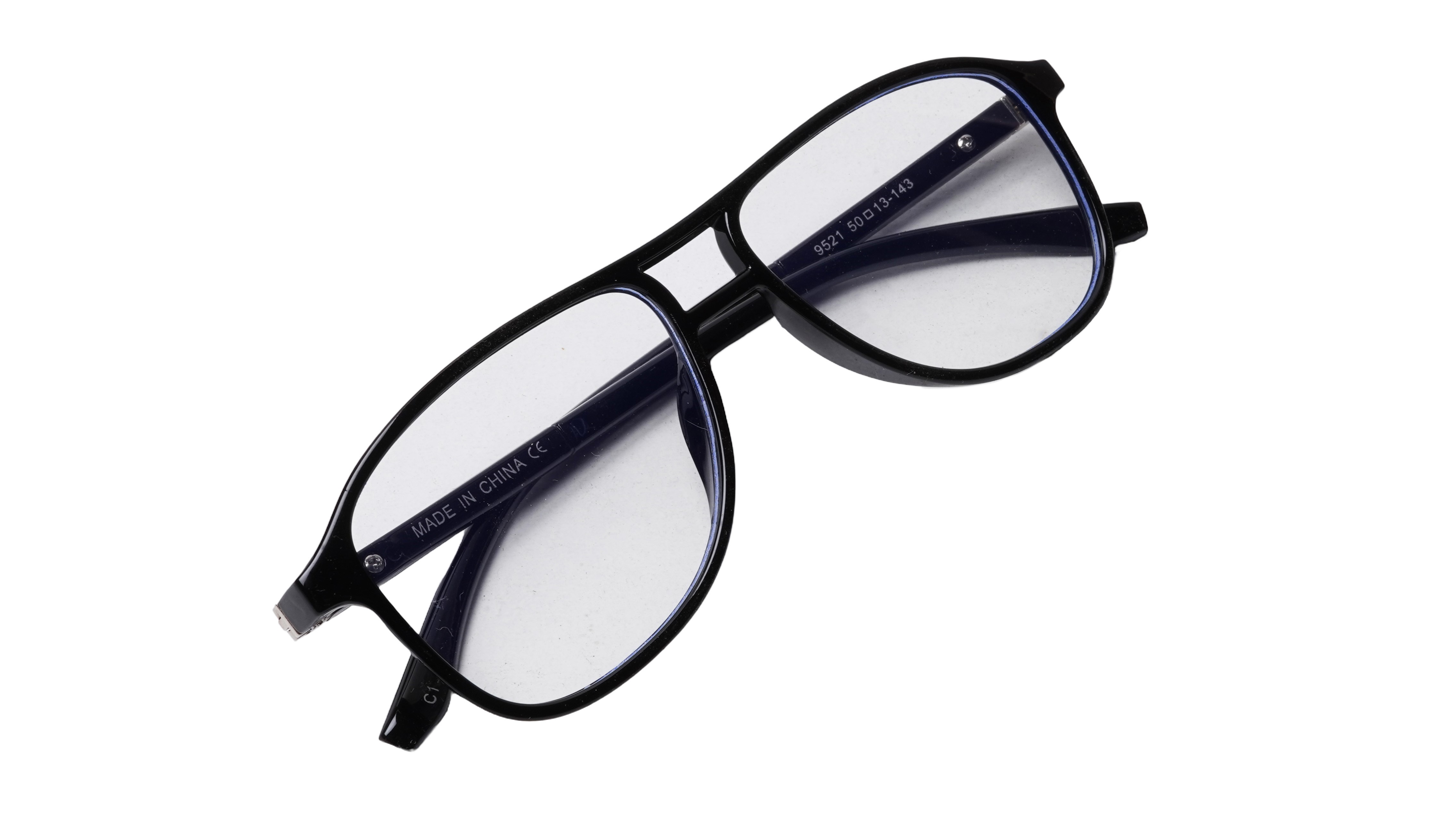 Soigné Unisex Aviator Spectacle Frame.Glossy Black-Large