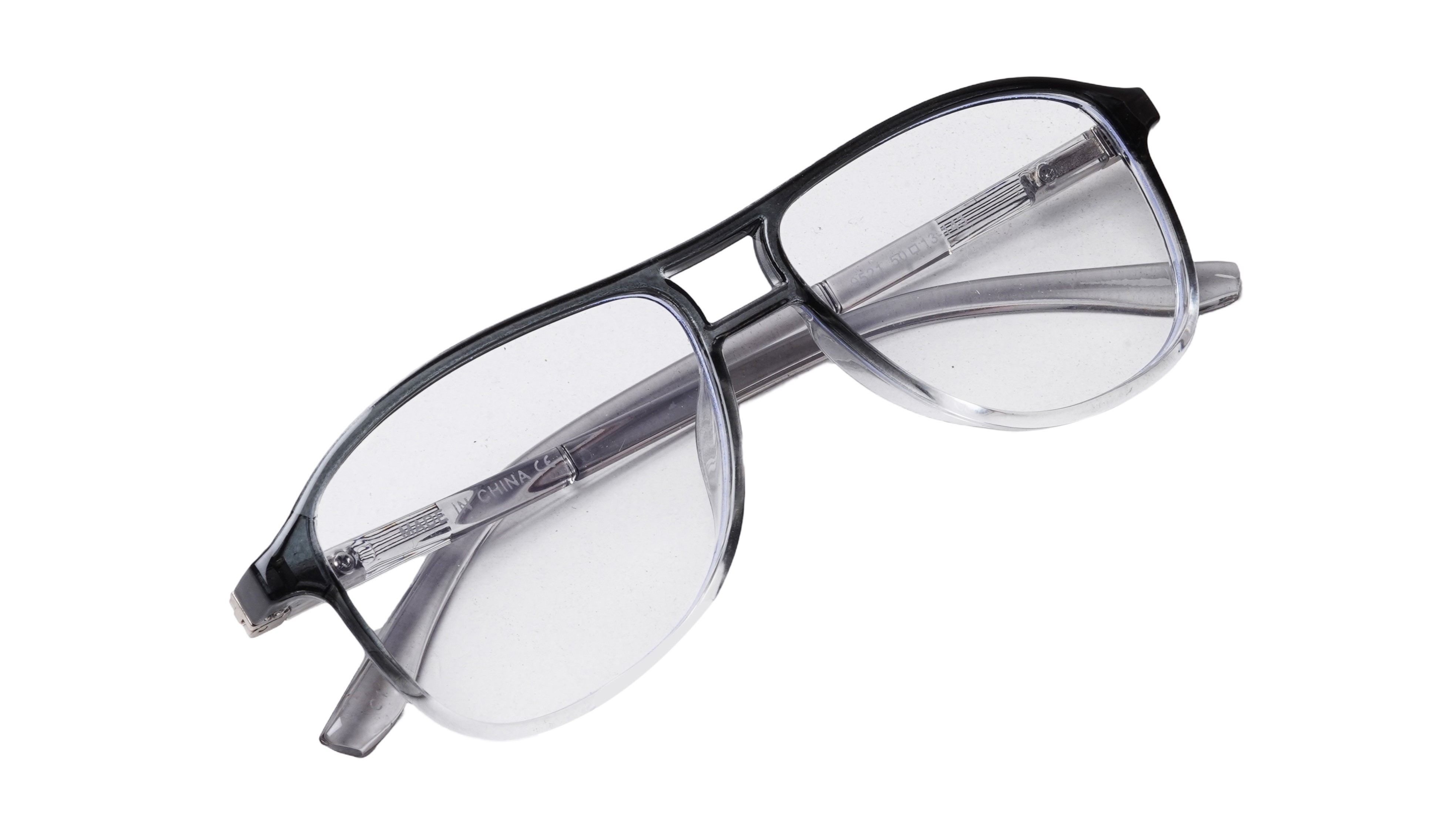 Soigné Unisex Aviator Spectacle Frame.Black&Transparent-Large