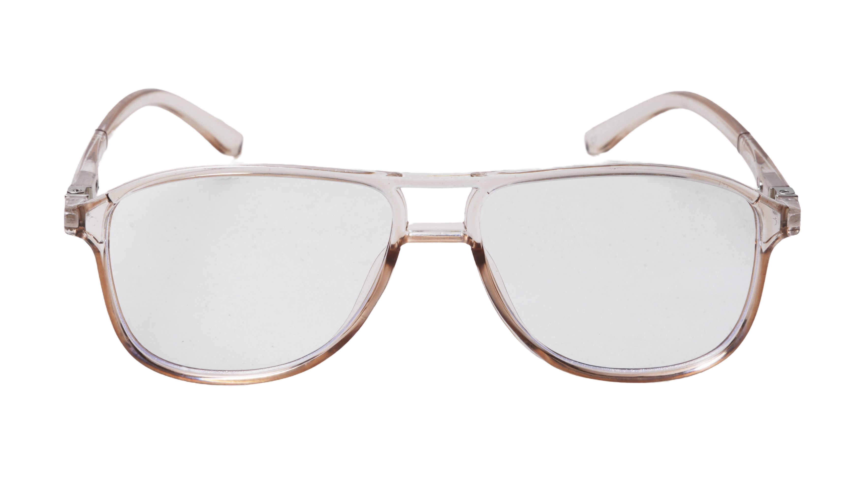Soigné Unisex Aviator Spectacle Frame.See Through Light Brown-Large