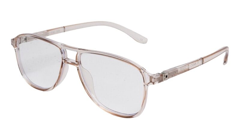 Soigné Unisex Aviator Spectacle Frame.See Through Light Brown-Large