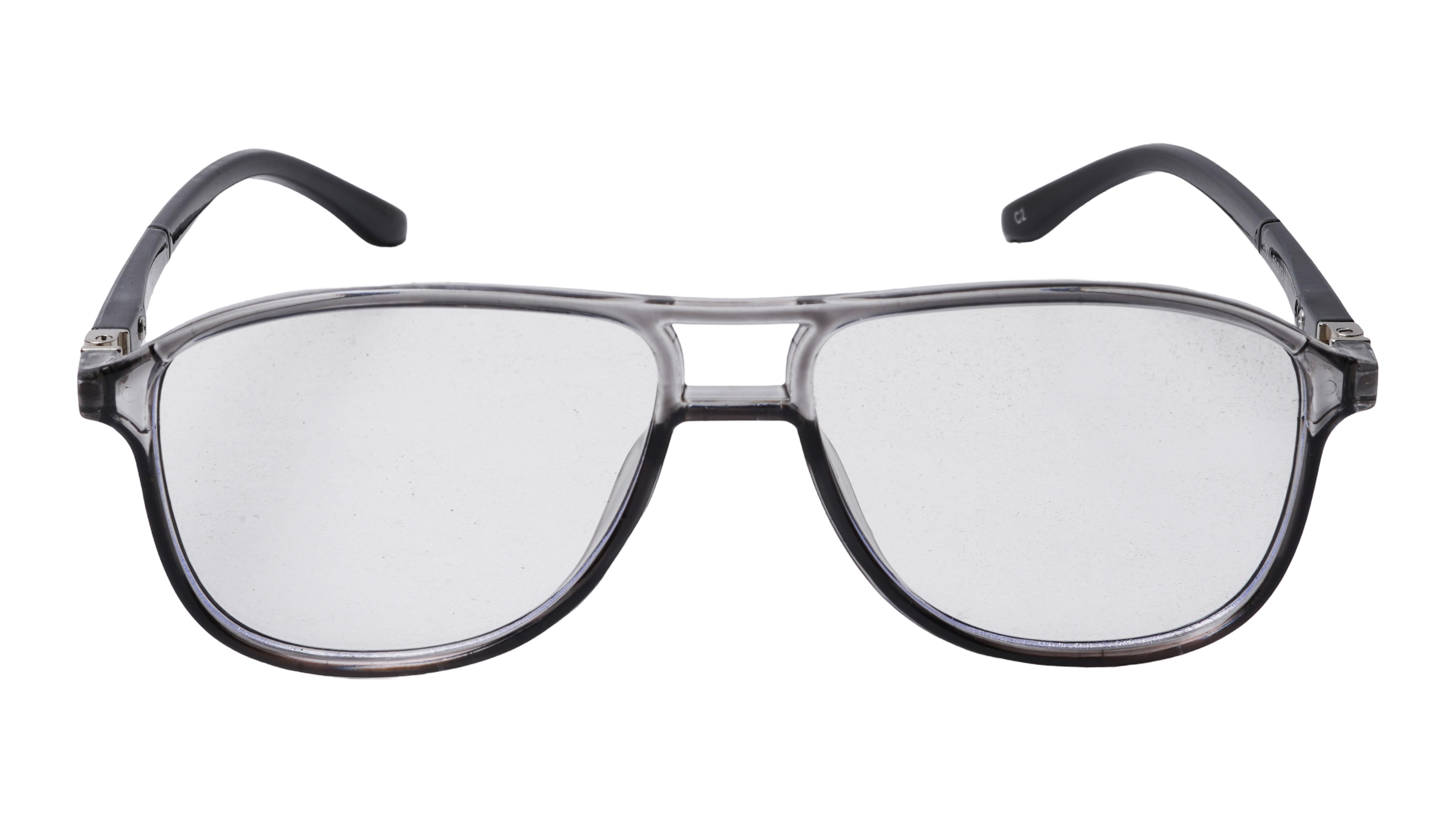 Soigné Unisex Aviator Spectacle Frame.See Through Gray-Large