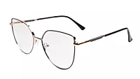 Soigné Female Cat Eye Spectacle Frame.Golden&Black-Oversized