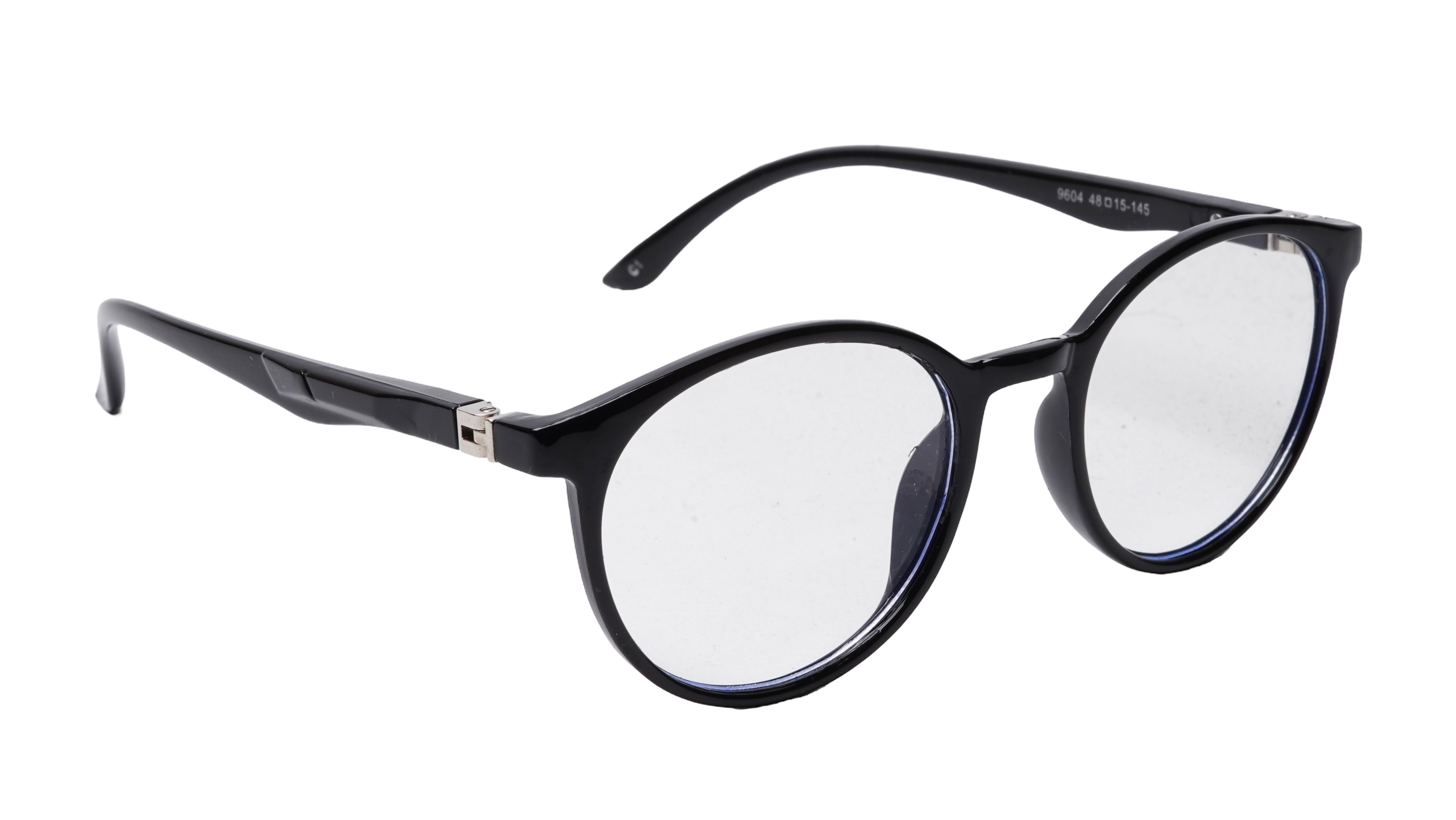 Soigné Unisex Medium Round Spectacle Frame.Glossy Black
