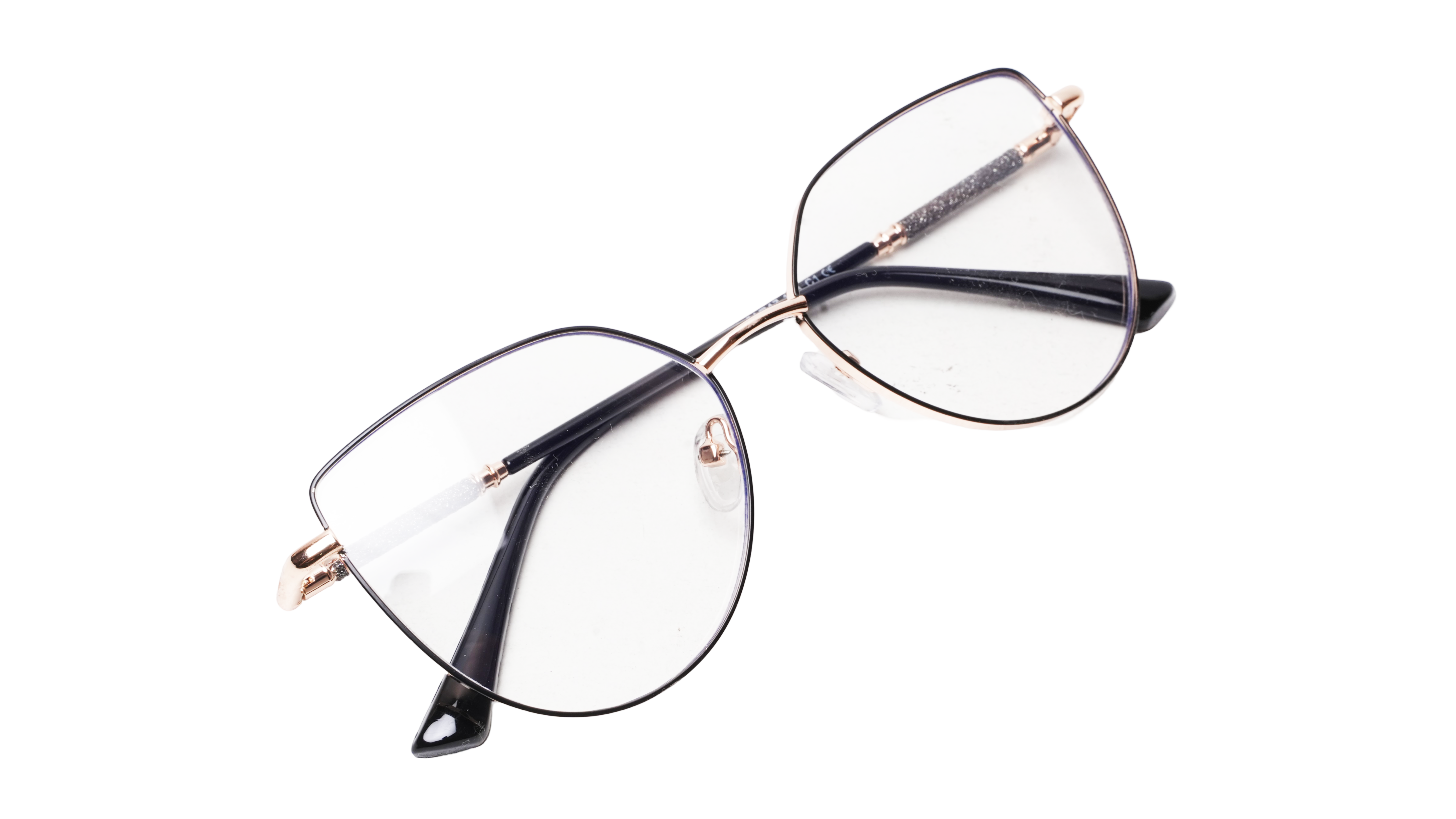 Soigné Female Cat Eye Spectacle Frame.Golden&Black-Oversized