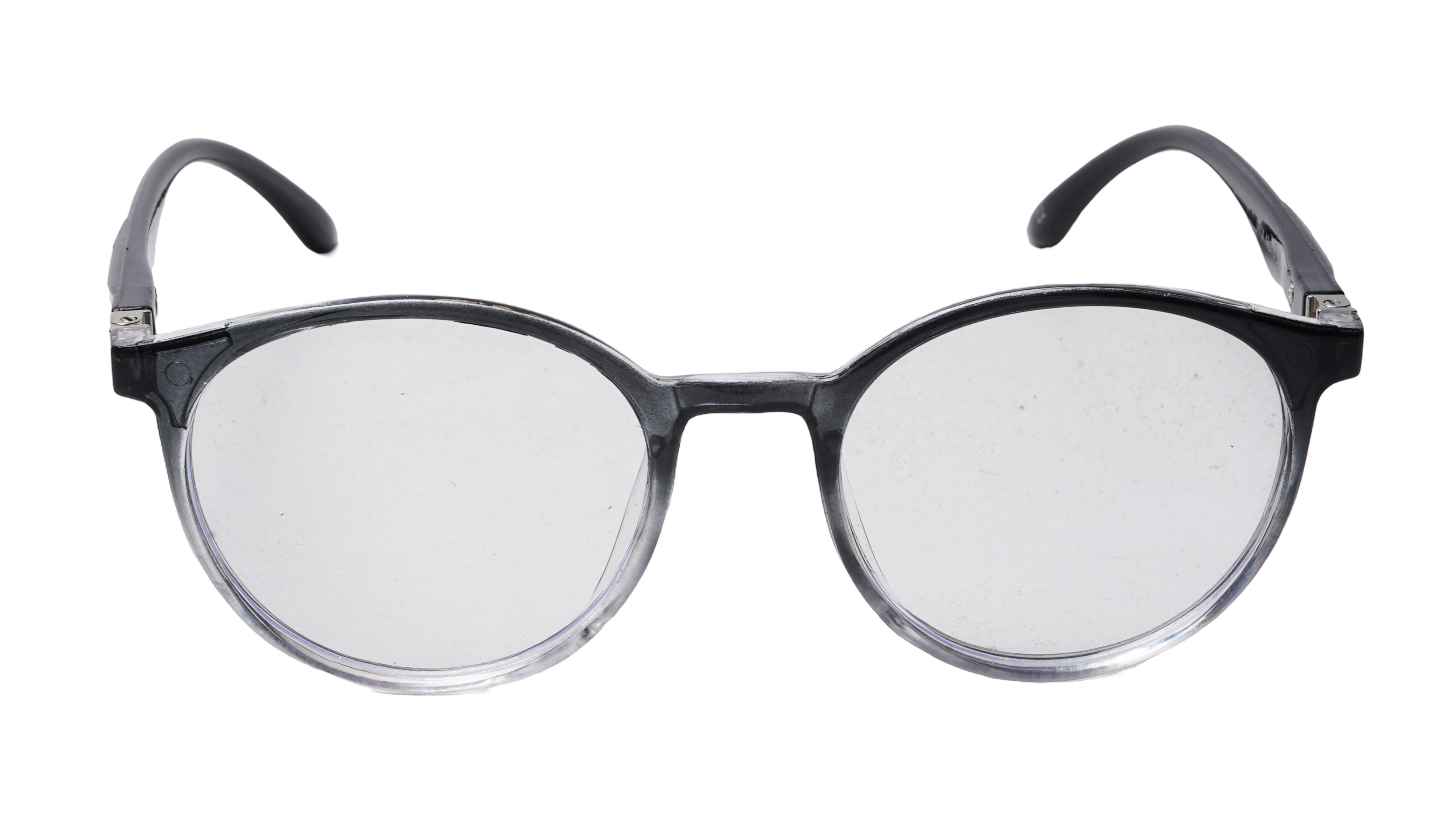 Soigné Unisex Medium Round Spectacle Frame.Black&Transparent Rim
