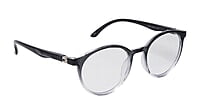 Soigné Unisex Medium Round Spectacle Frame.Black&Transparent Rim Soigné Unisex Medium Round Spectacle Frame.Black&Transparent Rim