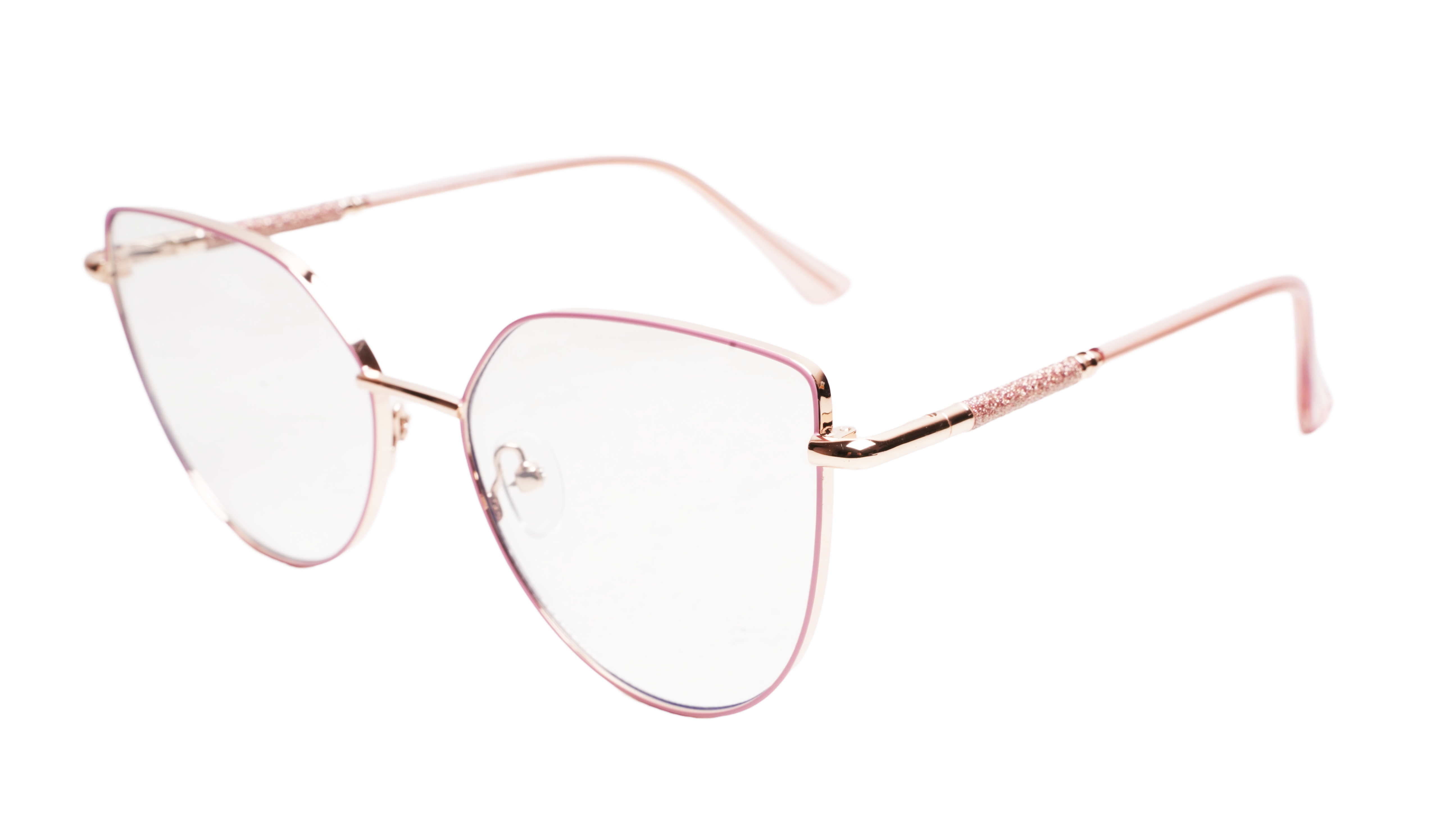Soigné Female Cat Eye Spectacle Frame.Pink&Gold-Oversized