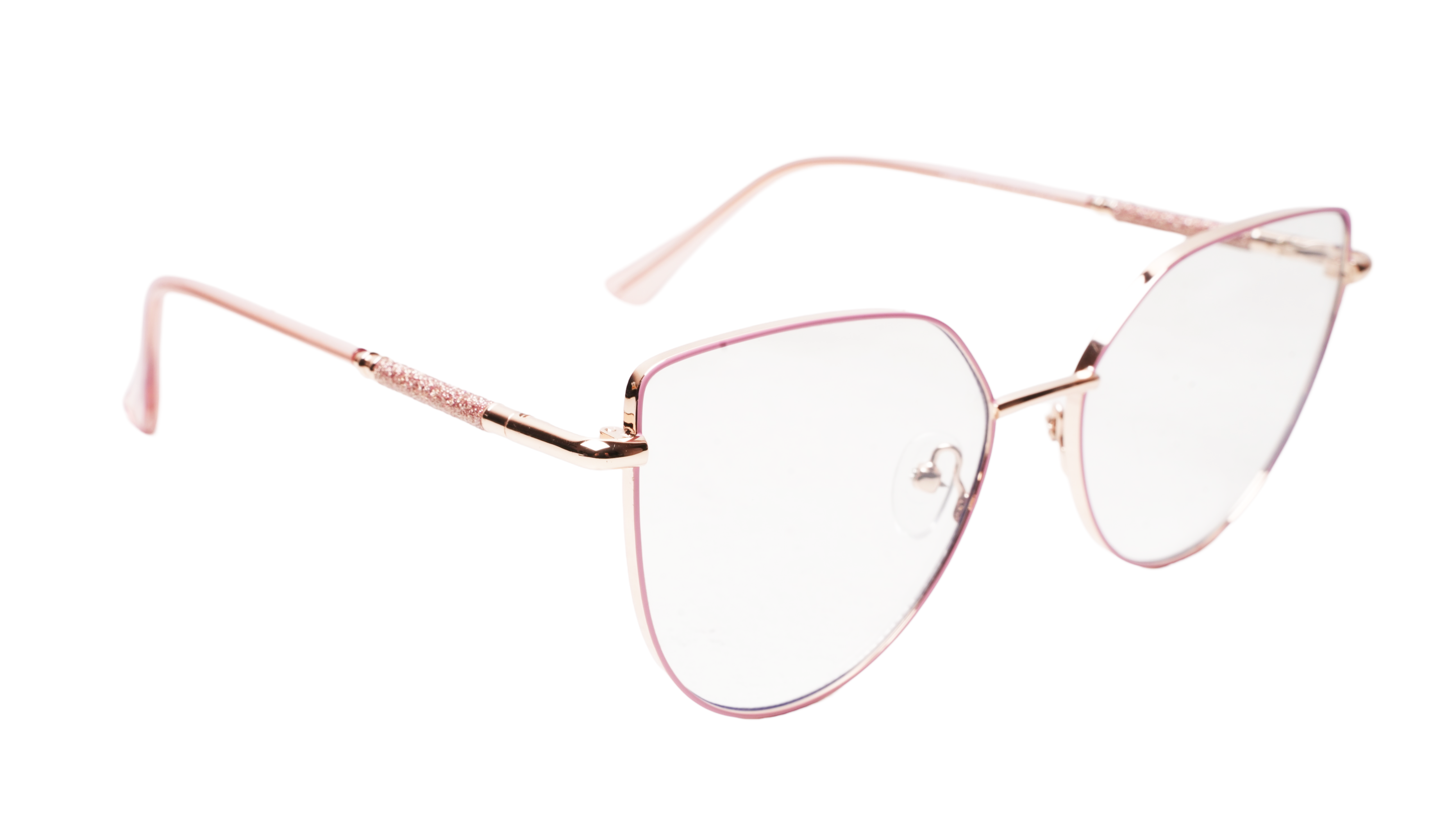Soigné Female Cat Eye Spectacle Frame.Pink&Gold-Oversized Soigné Female Cat Eye Spectacle Frame.Pink&Gold-Oversized