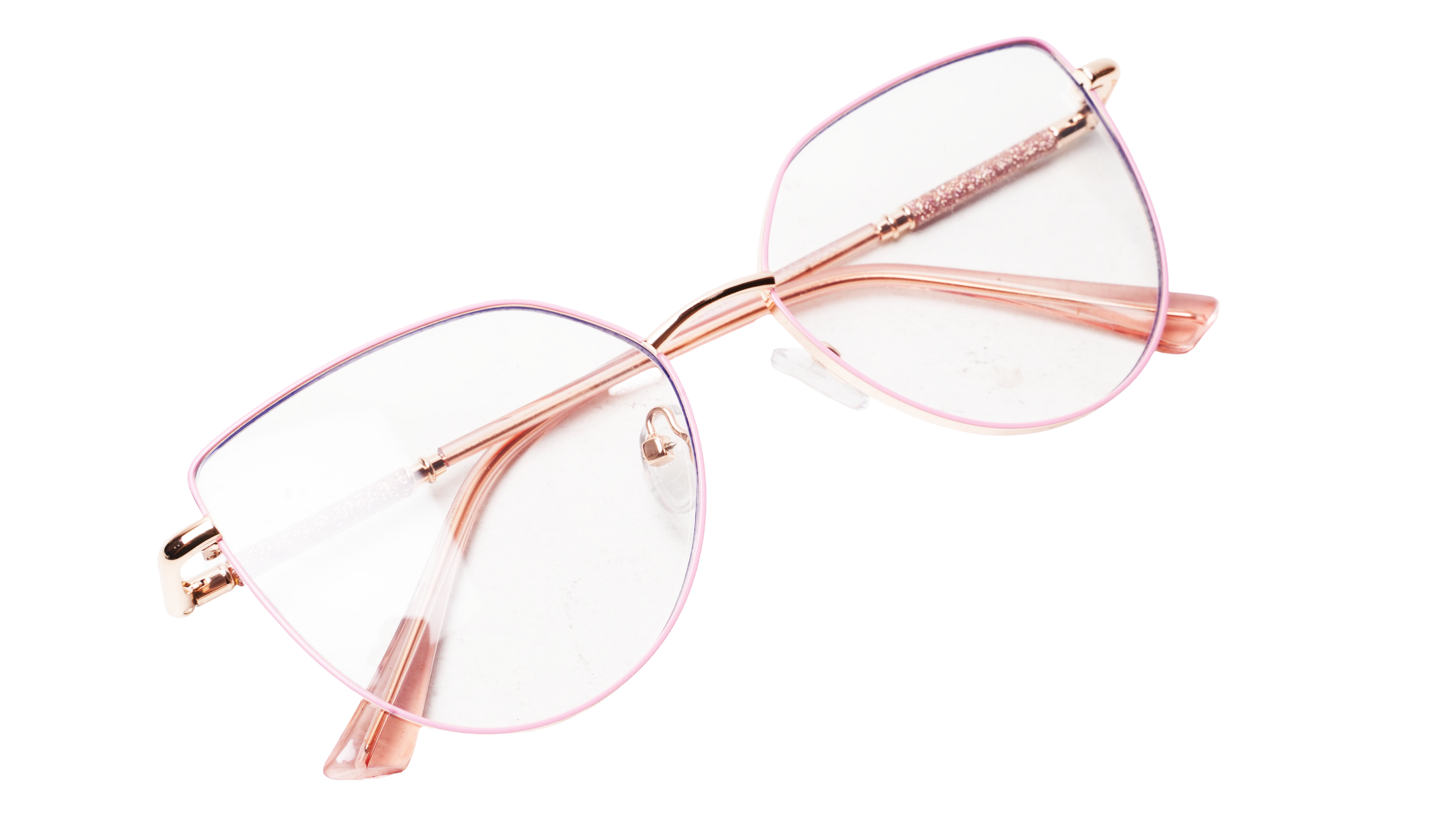 Soigné Female Cat Eye Spectacle Frame.Pink&Gold-Oversized Soigné Female Cat Eye Spectacle Frame.Pink&Gold-Oversized
