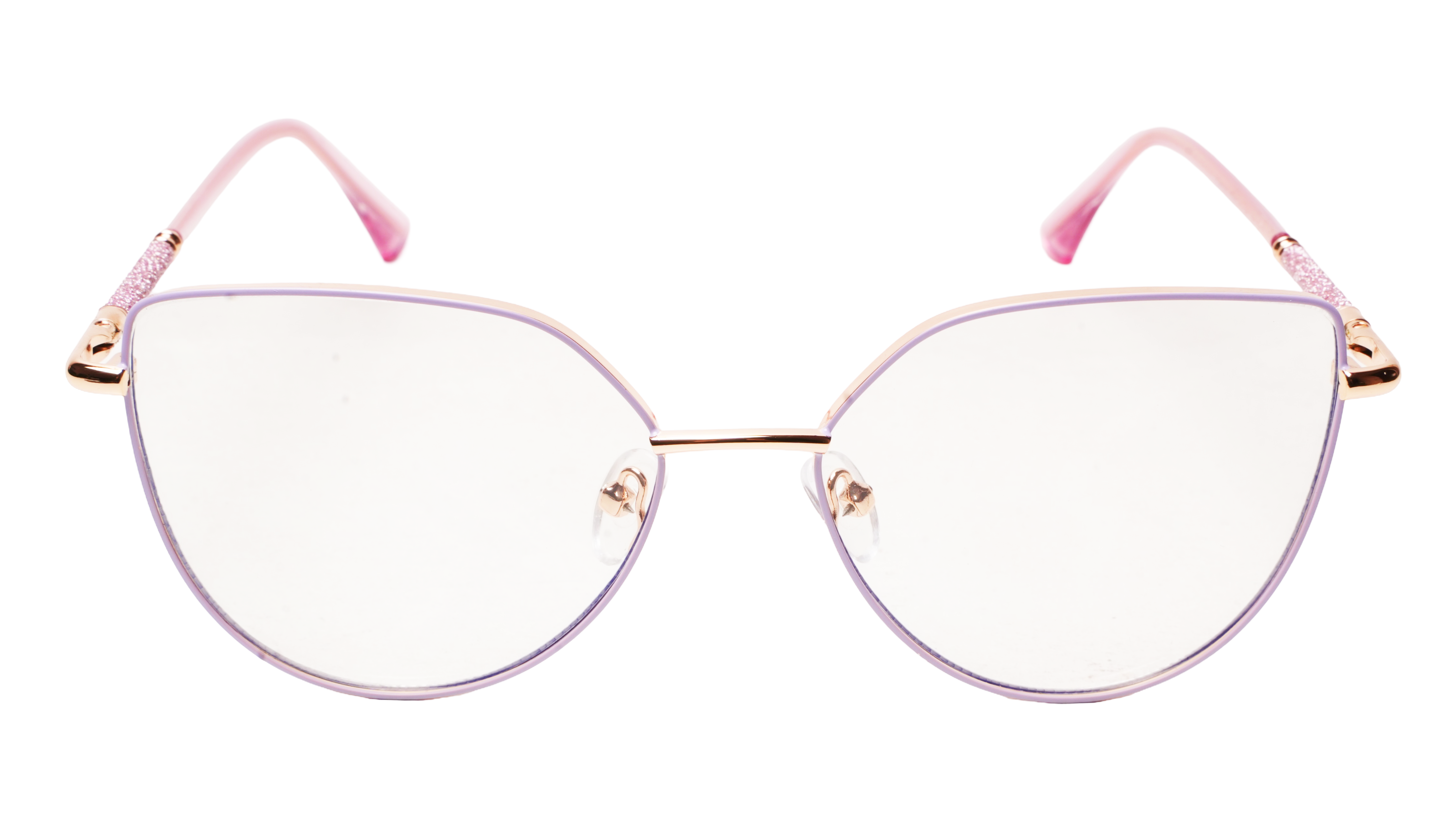 Soigné Female Cat Eye Spectacle Frame.Purple&Golden-Oversized Soigné Female Cat Eye Spectacle Frame.Purple&Golden-Oversized