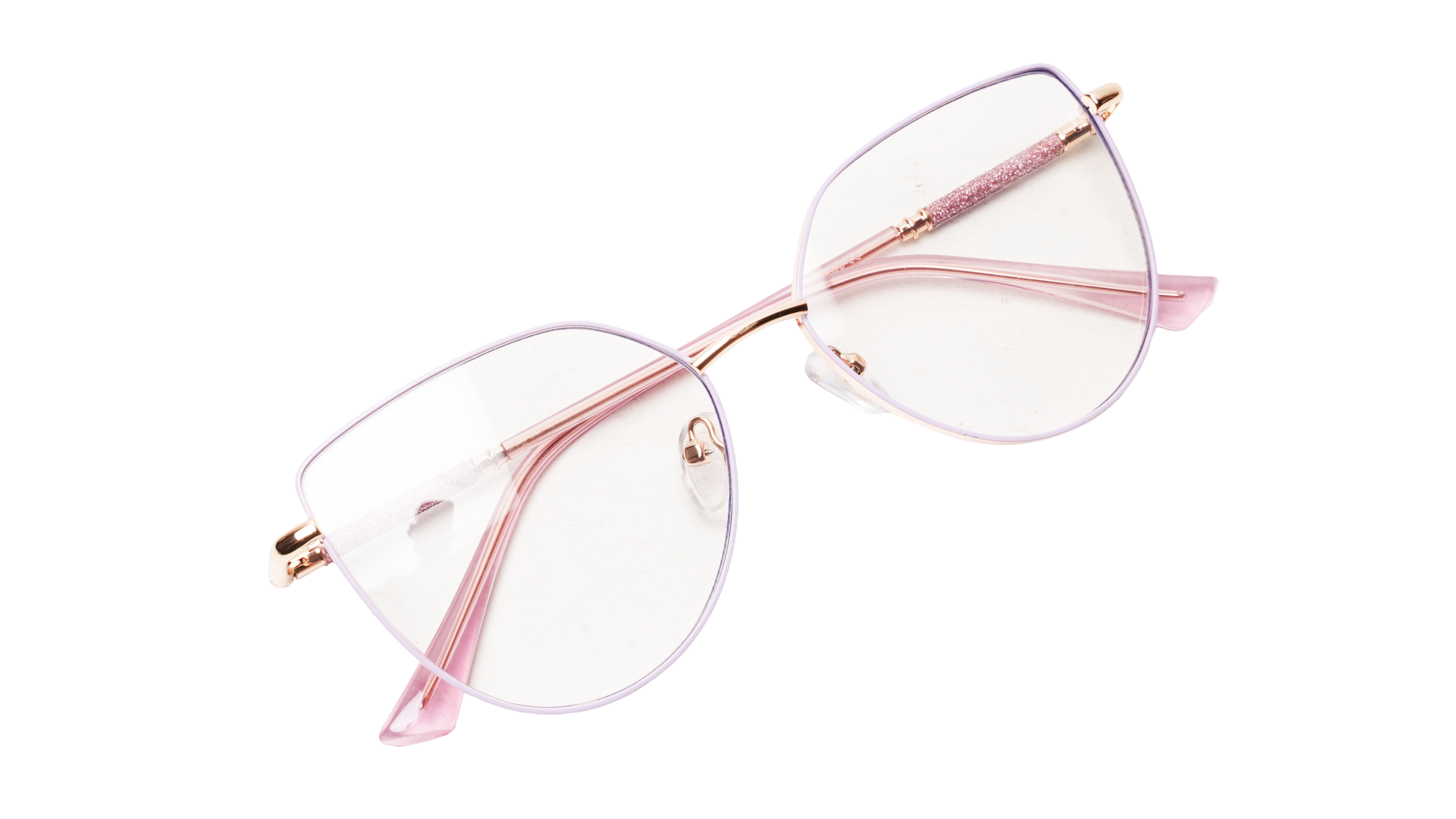 Soigné Female Cat Eye Spectacle Frame.Purple&Golden-Oversized Soigné Female Cat Eye Spectacle Frame.Purple&Golden-Oversized