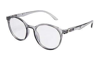 Soigné Unisex Medium Round Spectacle Frame.See Through Gray Rim