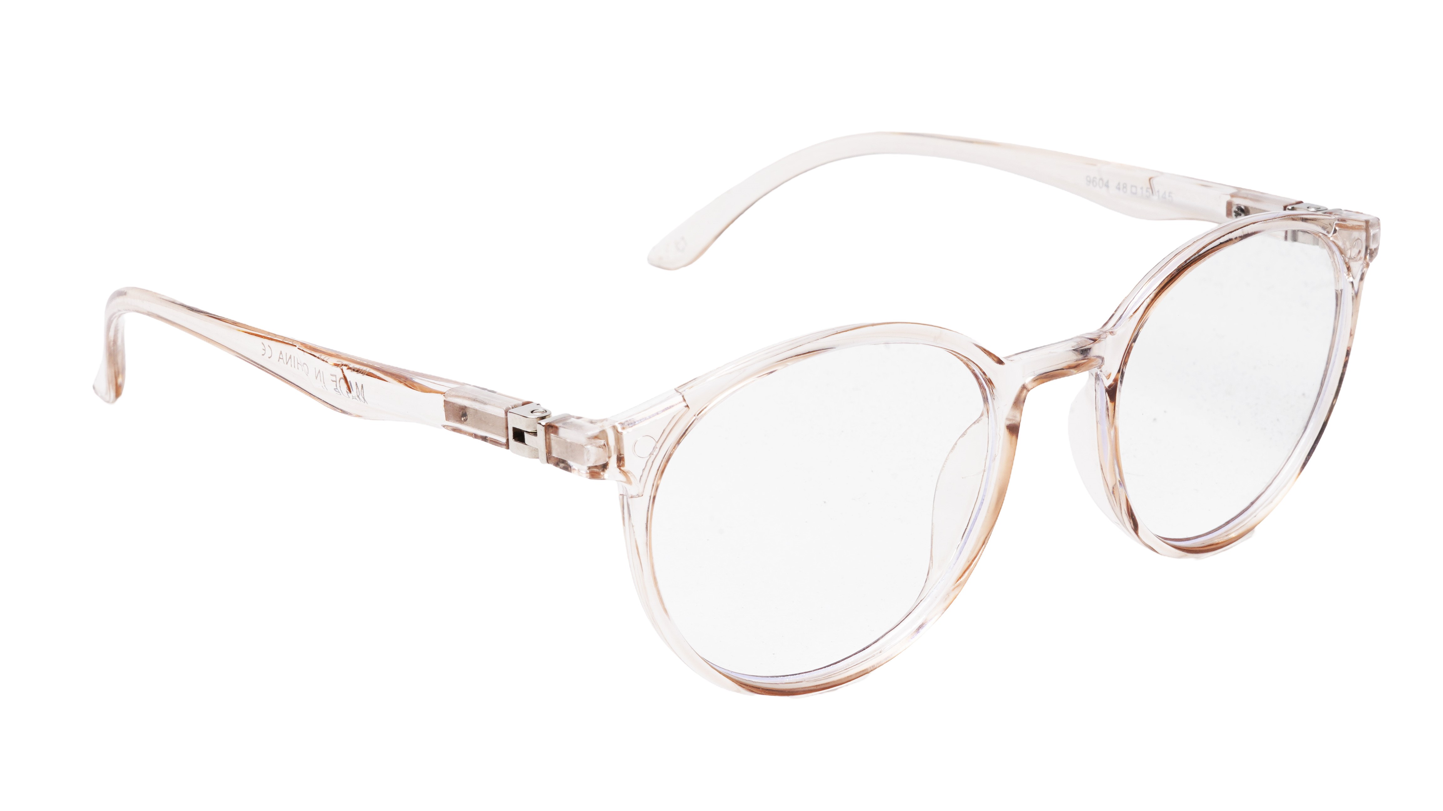 Soigné Unisex Medium Round Spectacle Frame.See Through Brown Rim