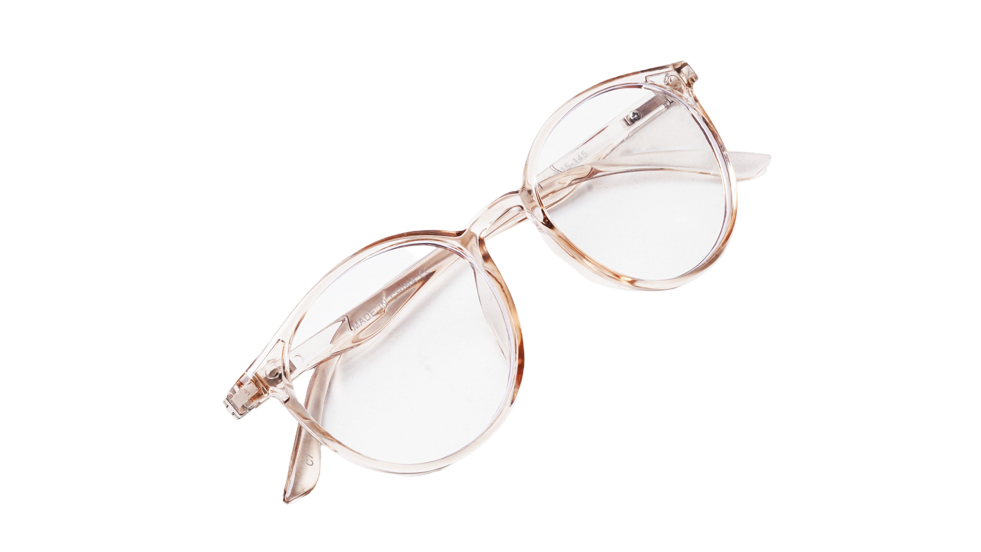 Soigné Unisex Medium Round Spectacle Frame.See Through Brown Rim