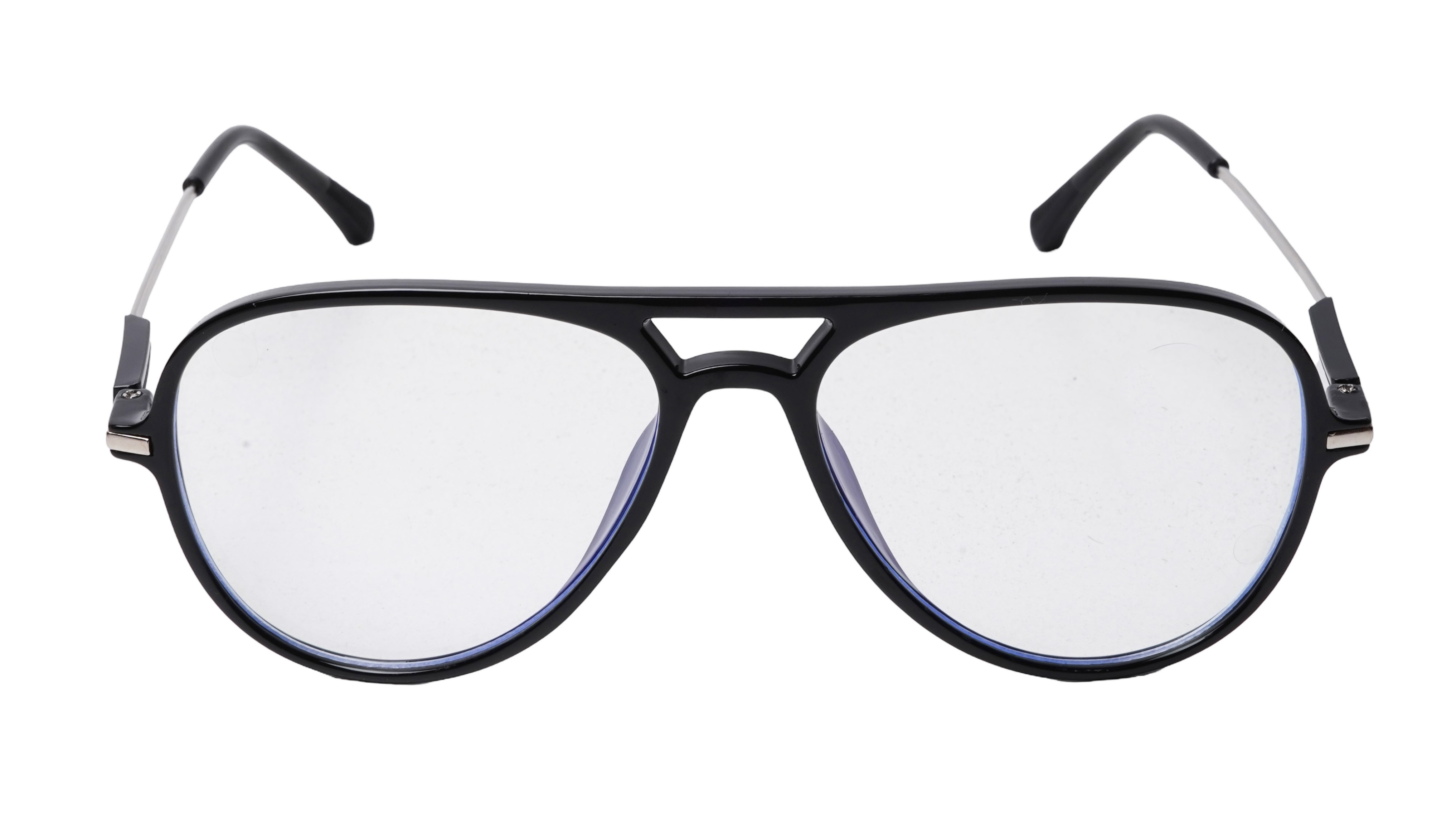 Soigné Unisex Aviator Spectacle Frame.Black&Silver-Large