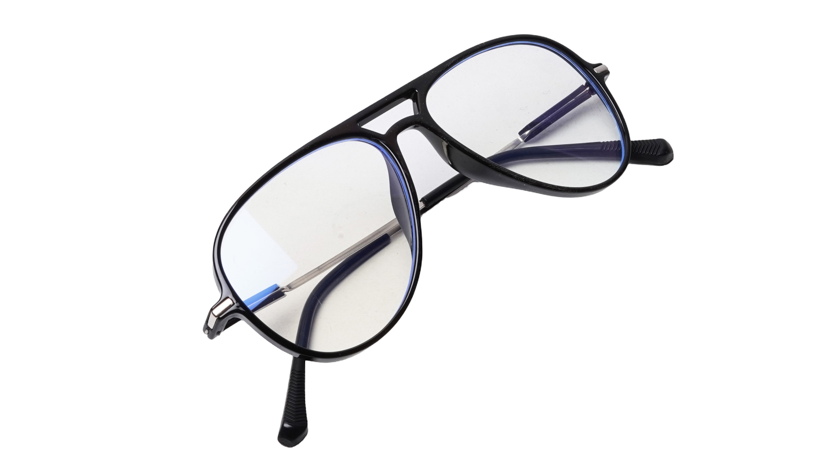 Soigné Unisex Aviator Spectacle Frame.Black&Silver-Large