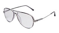 Soigné Unisex Aviator Spectacle Frame.See Through Gray&Silver-Large