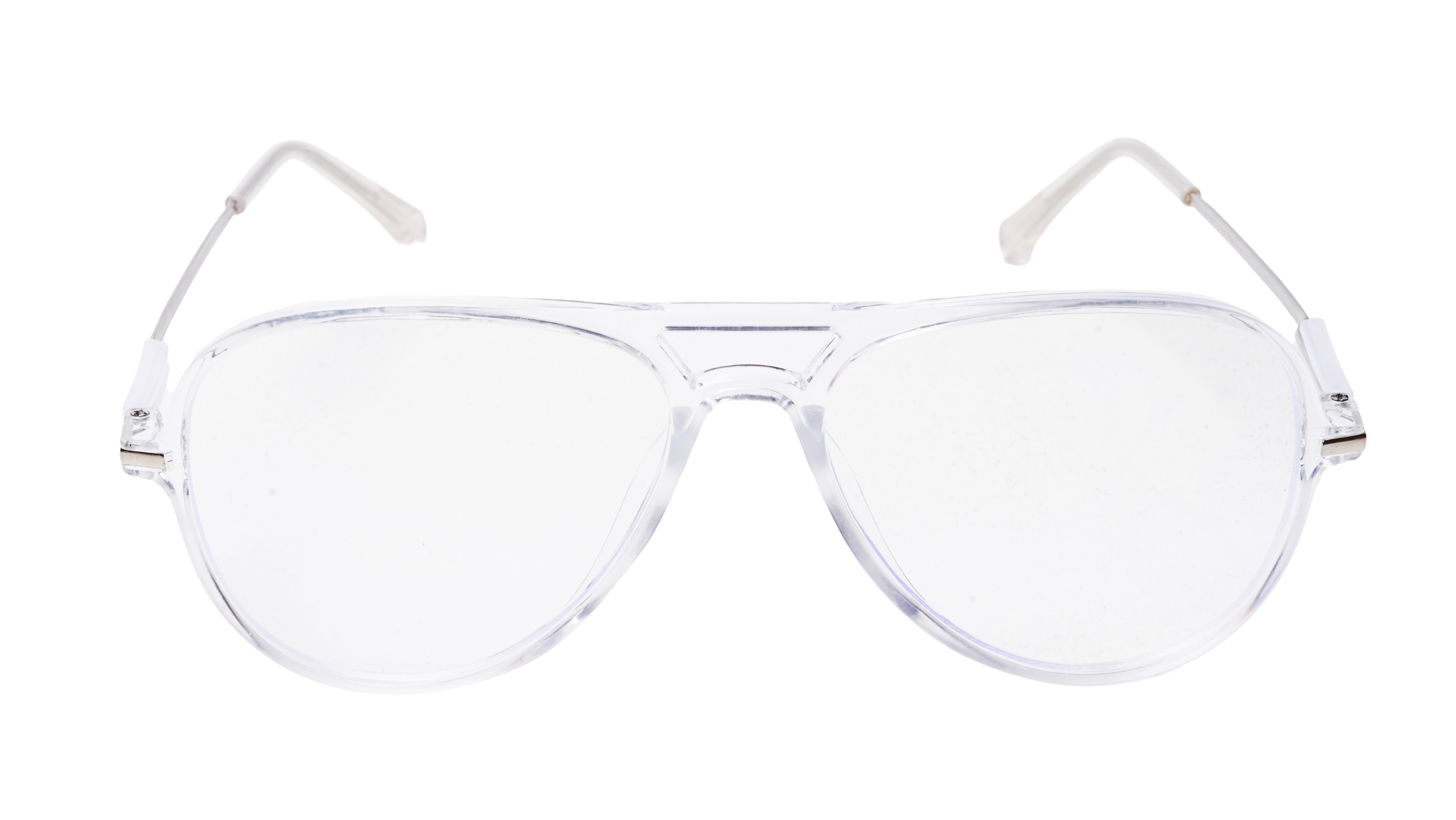 Soigné Unisex Aviator Spectacle Frame.Transparent&Silver-Large