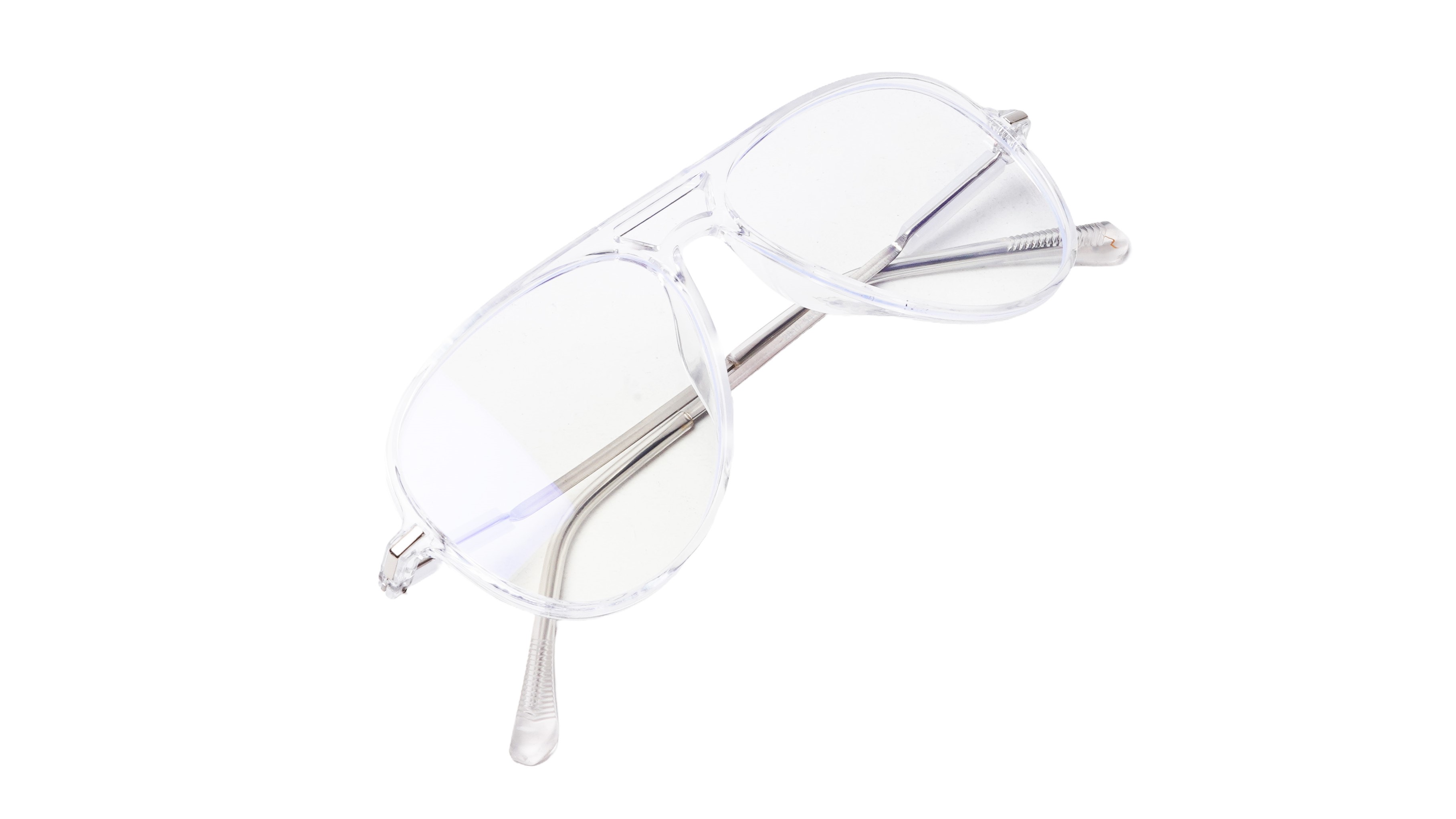 Soigné Unisex Aviator Spectacle Frame.Transparent&Silver-Large