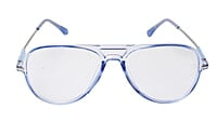 Soigné Unisex Aviator Spectacle Frame.See Through Blue&Silver-Large Soigné Unisex Aviator Spectacle Frame.See Through Blue&Silver-Large