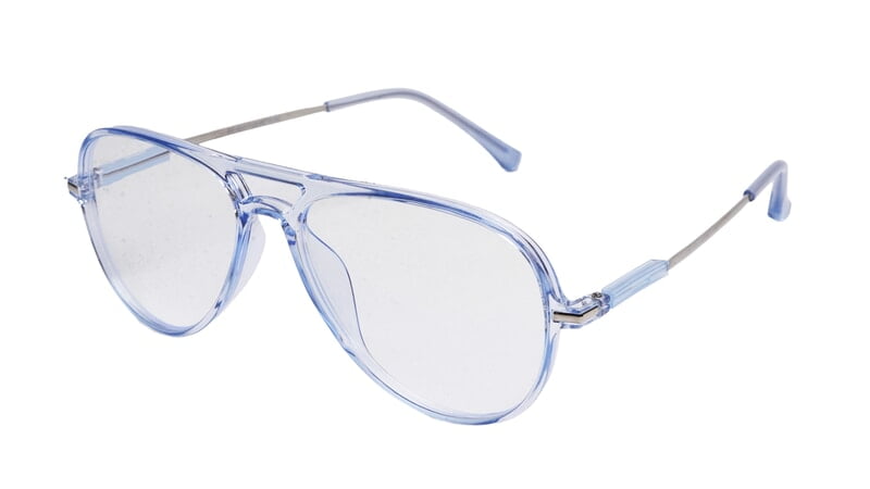 Soigné Unisex Aviator Spectacle Frame.See Through Blue&Silver-Large Soigné Unisex Aviator Spectacle Frame.See Through Blue&Silver-Large